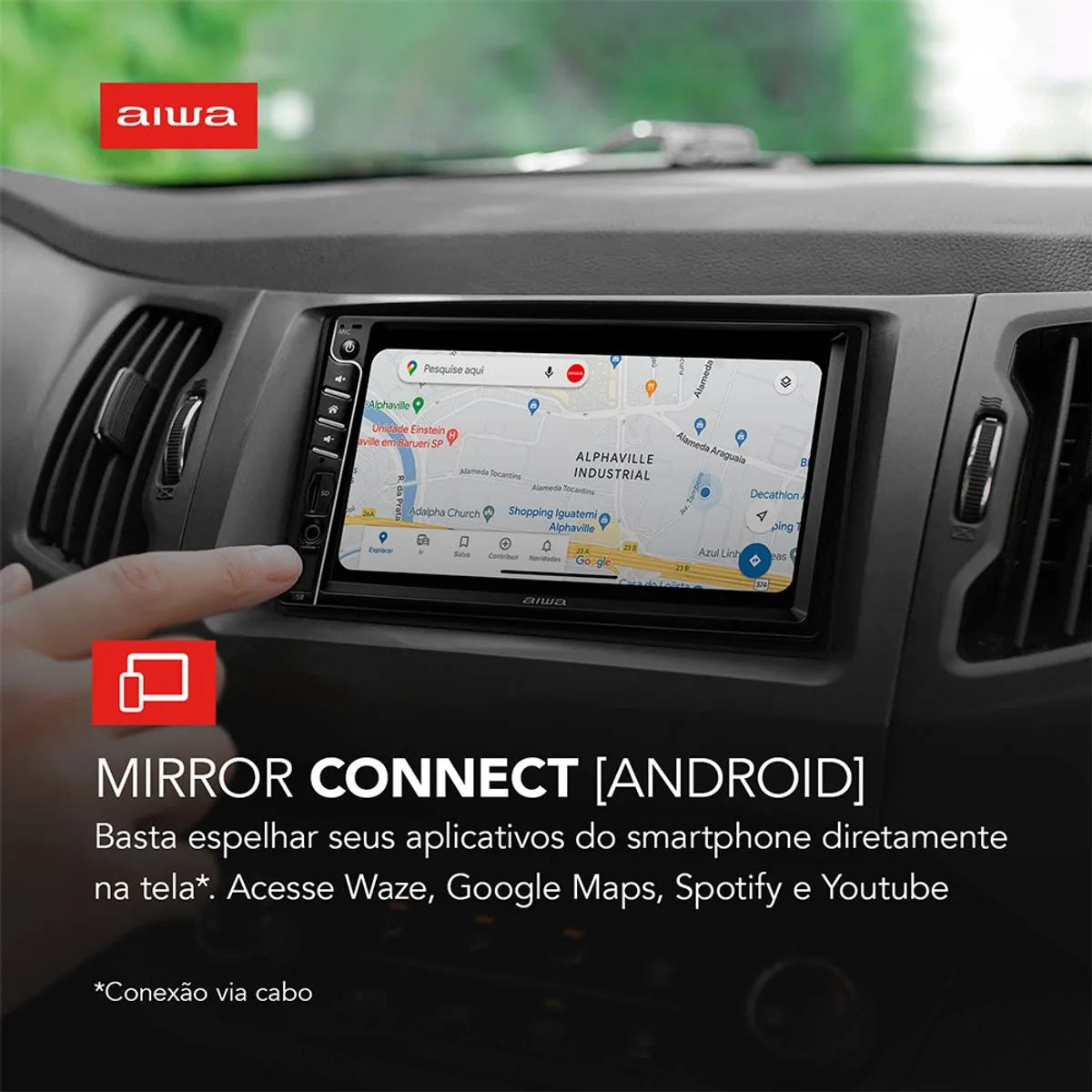 Central Multimídia Car Áudio Aiwa Aws-ca-dd-01 25w Bluetooth