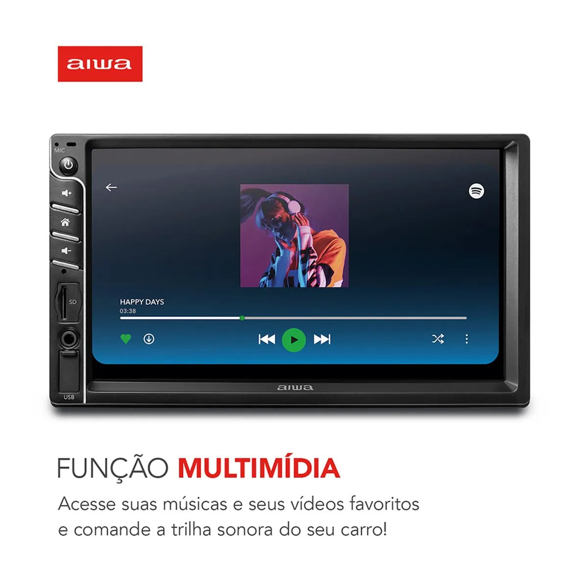 Central Multimídia Car Áudio Aiwa Aws-ca-dd-01 25w Bluetooth