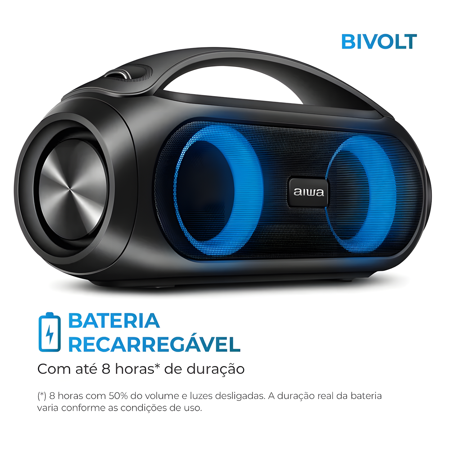 Caixa De Som Boombox Aiwa Aws-bbs-02-a Bluetooth Rgb Ipx5