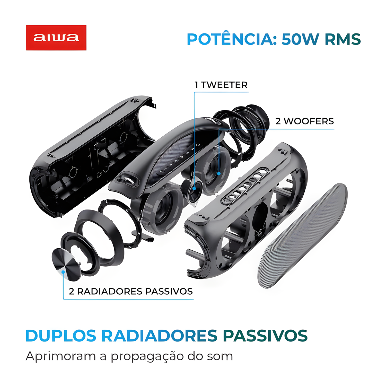Caixa De Som Boombox Aiwa Aws-bbs-02-a Bluetooth Rgb Ipx5
