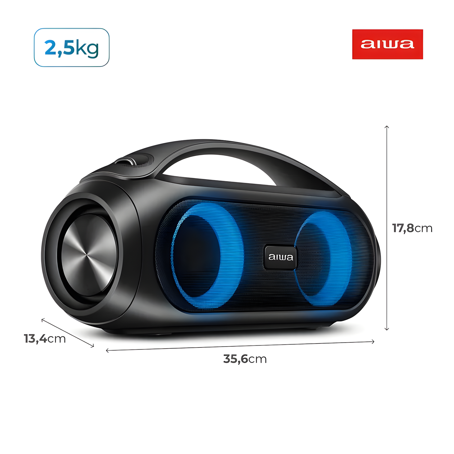 Caixa De Som Boombox Aiwa Aws-bbs-02-a Bluetooth Rgb Ipx5