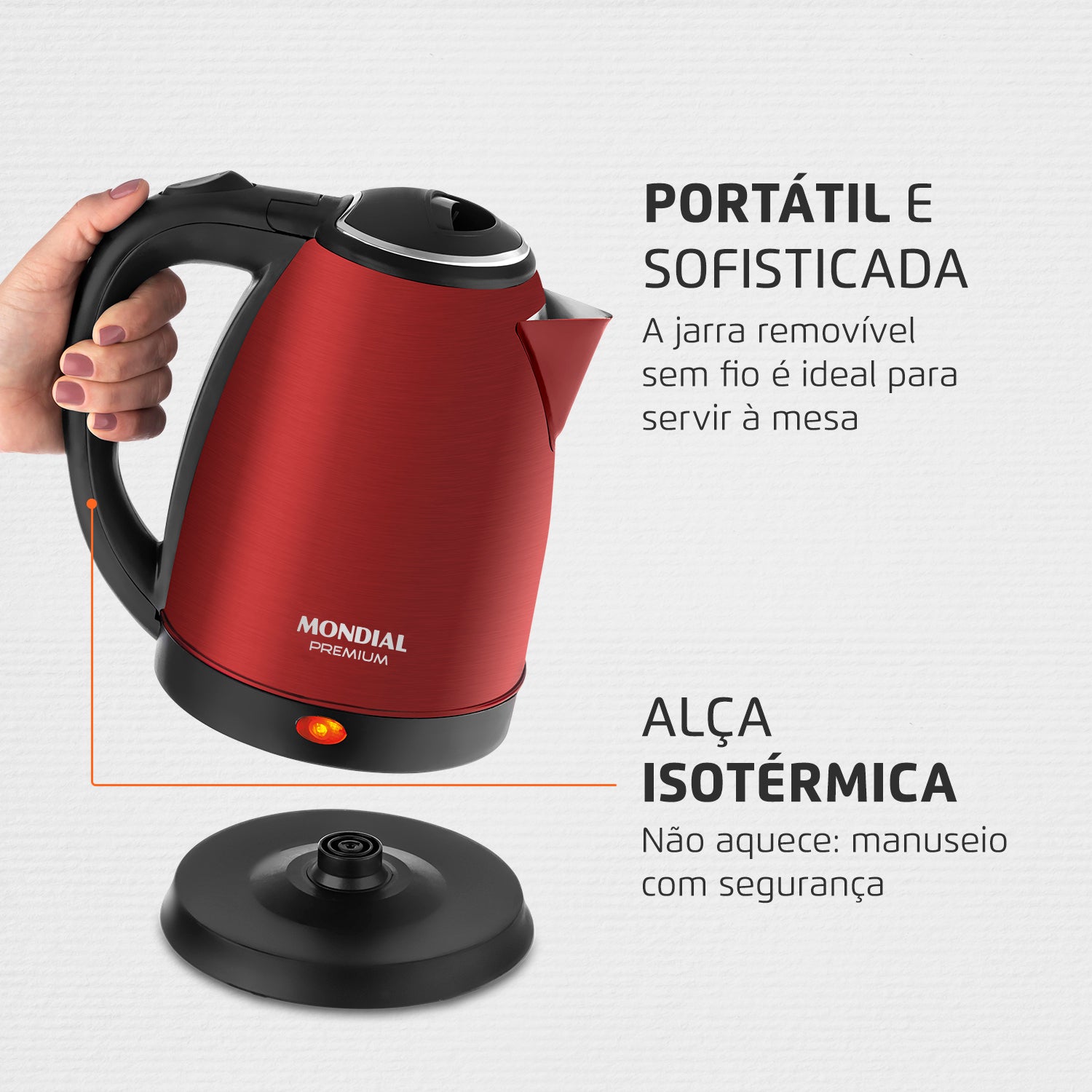 Chaleira Eletrica Mondial 110v 2 Litros 1200w Pratic Inox Ce-06r