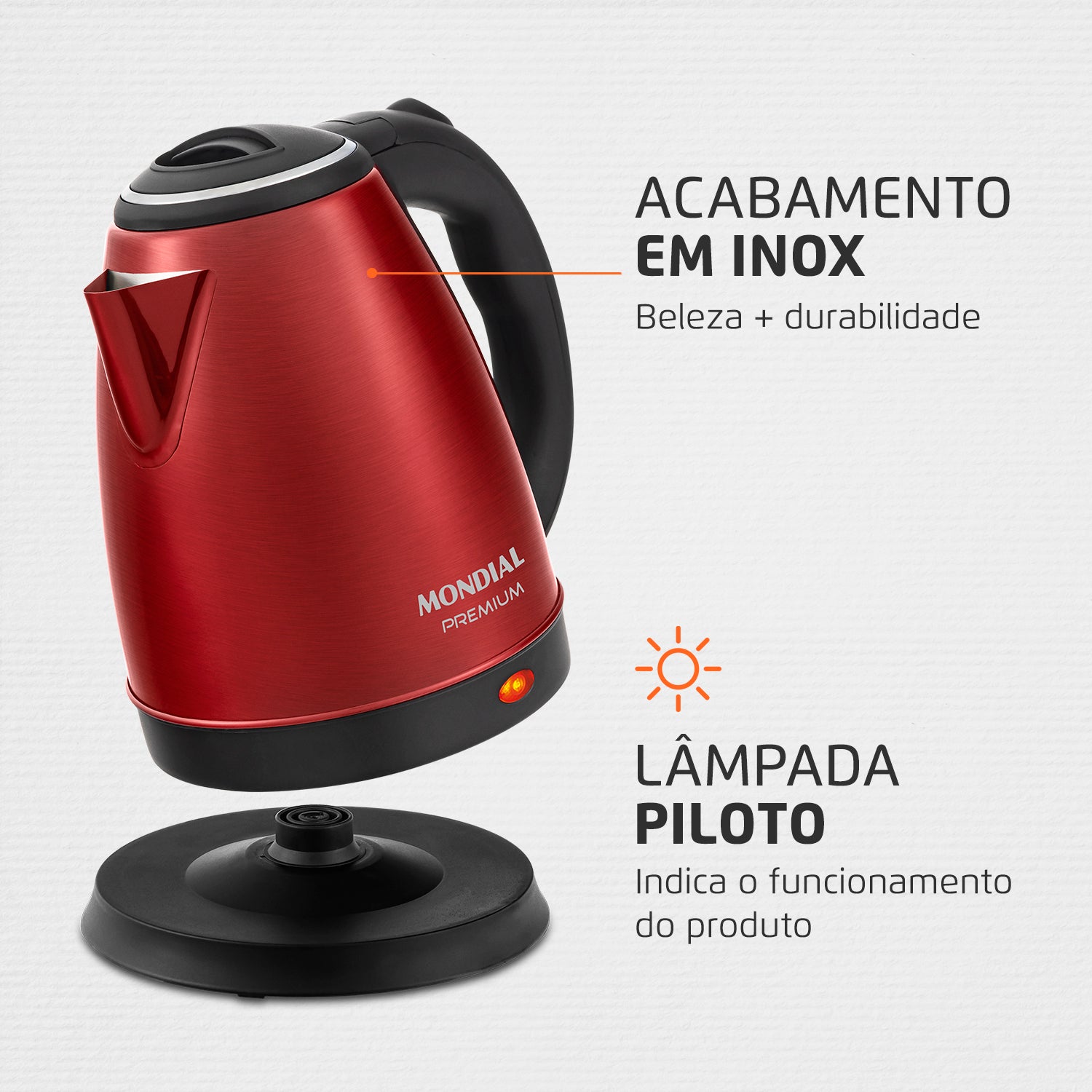 Chaleira Eletrica Mondial 110v 2 Litros 1200w Pratic Inox Ce-06r