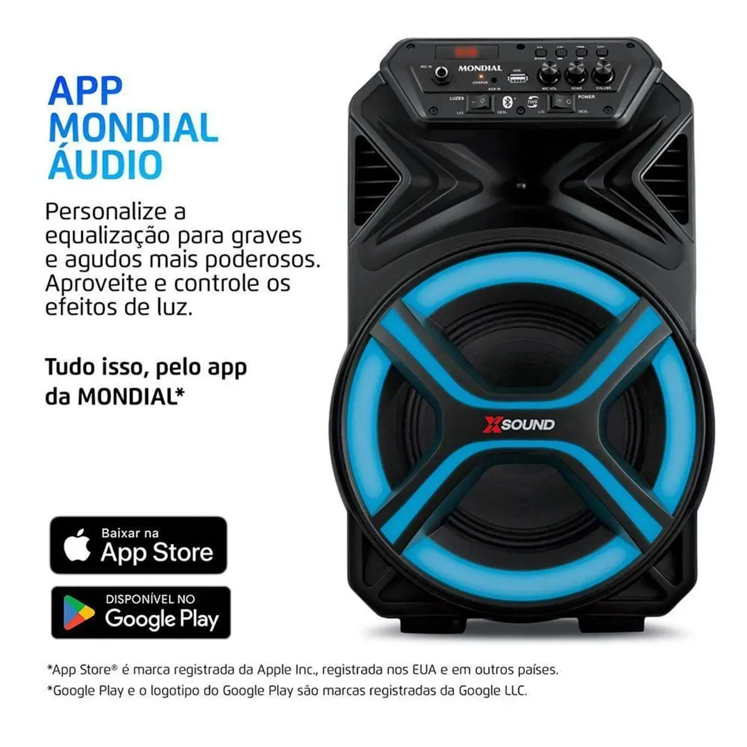 Caixa de Som Amplificadora Mondial CM-400-L com Led 400W