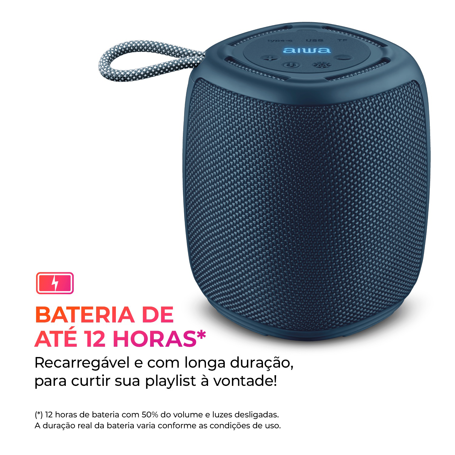 Caixa De Som Speaker Aiwa Aws-sp-03-b Bluetooth Rgb Ipx4 15w
