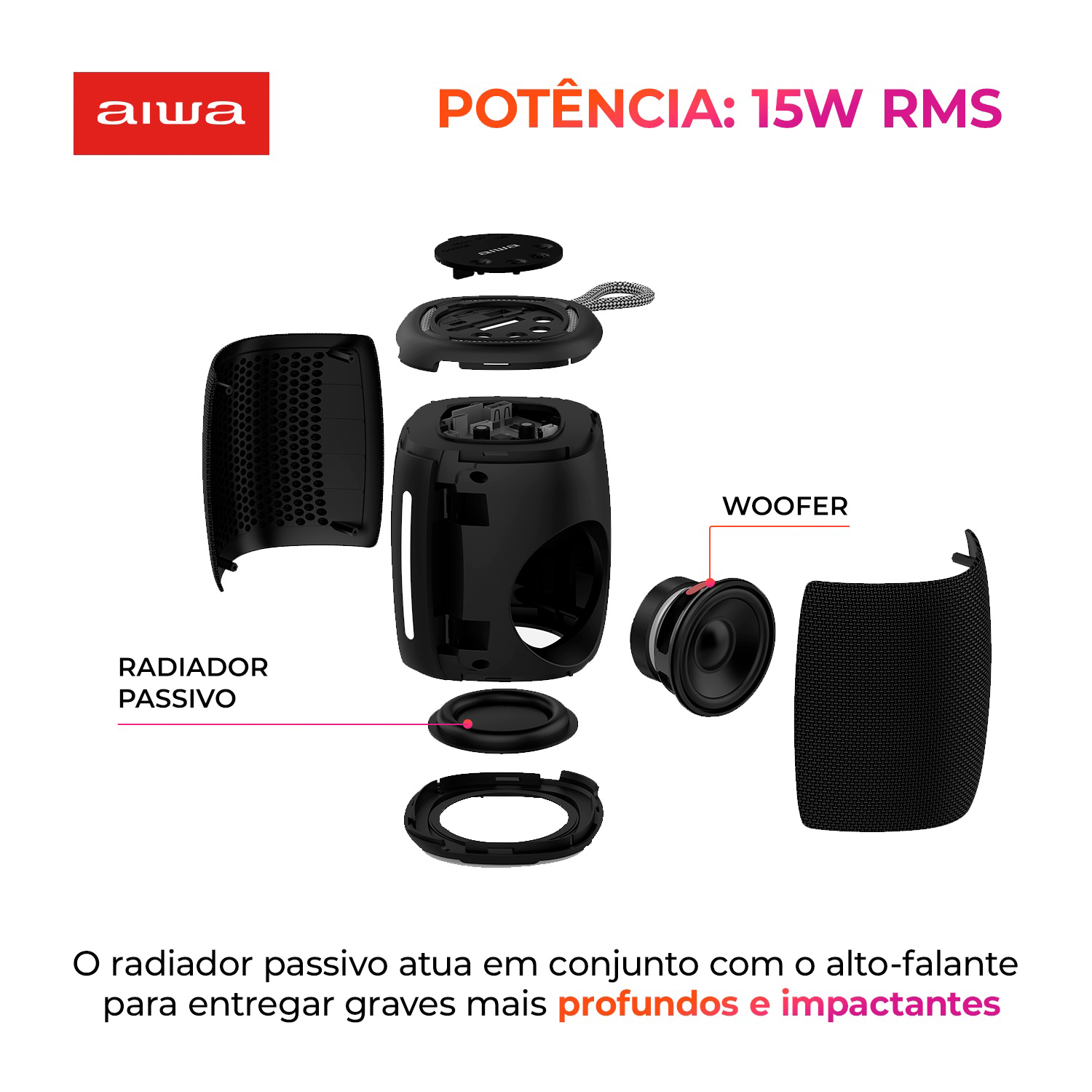 Caixa De Som Speaker Aiwa Aws-sp-03 Bluetooth Rgb Ipx4 15w