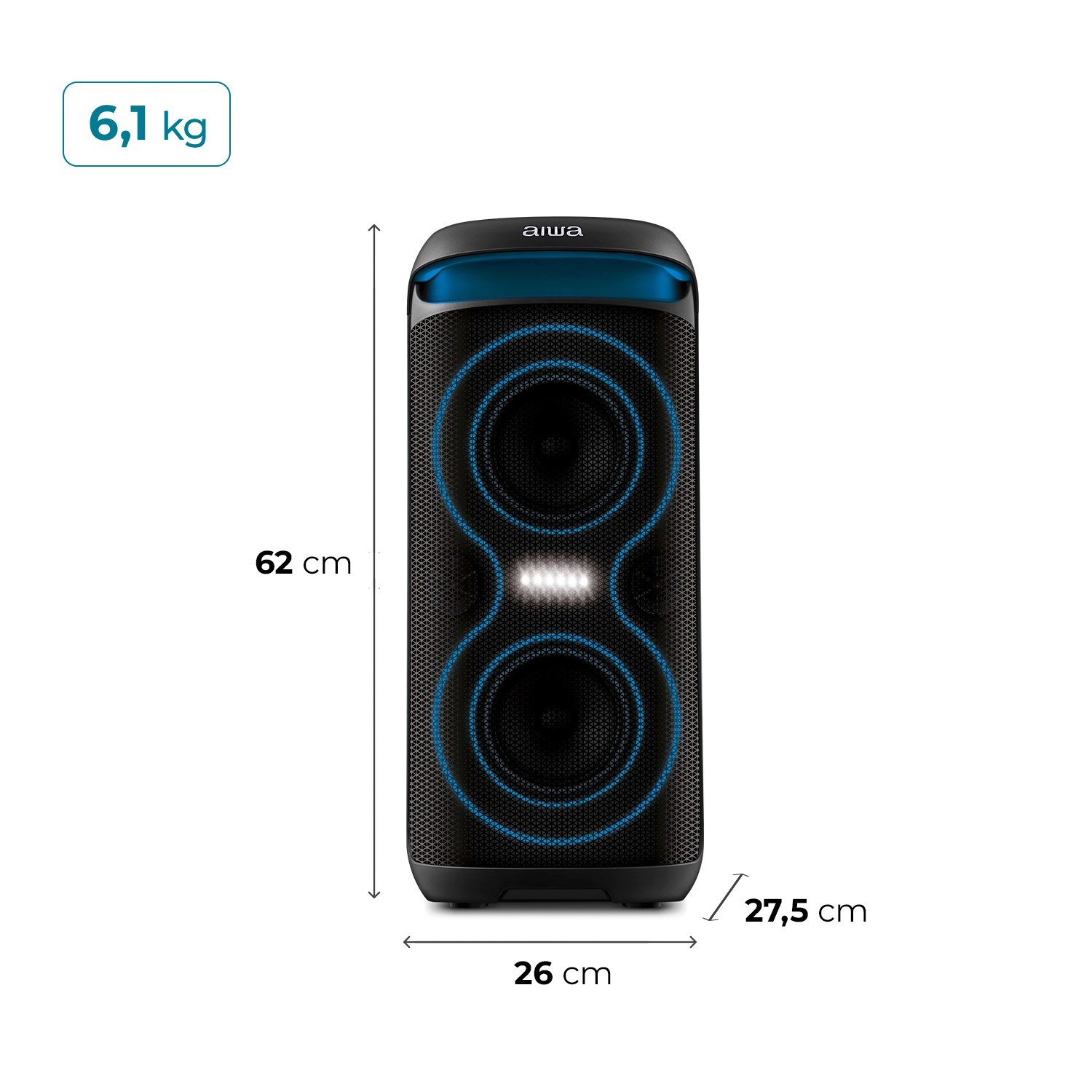 Caixa De Som Amplificada Party Box Aiwa Aws-pb-08 Bluetooth