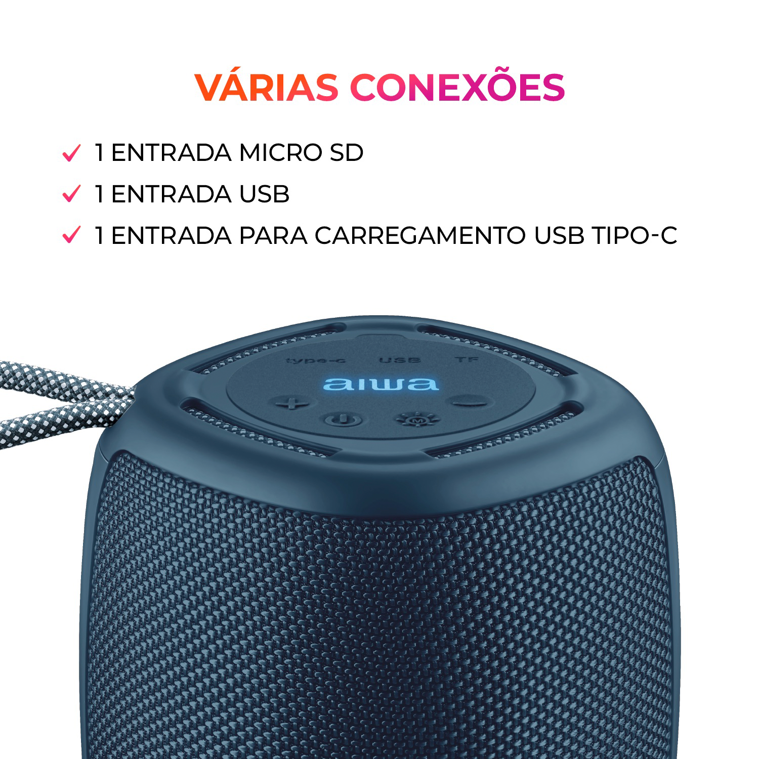 Caixa De Som Speaker Aiwa Aws-sp-03-b Bluetooth Rgb Ipx4 15w