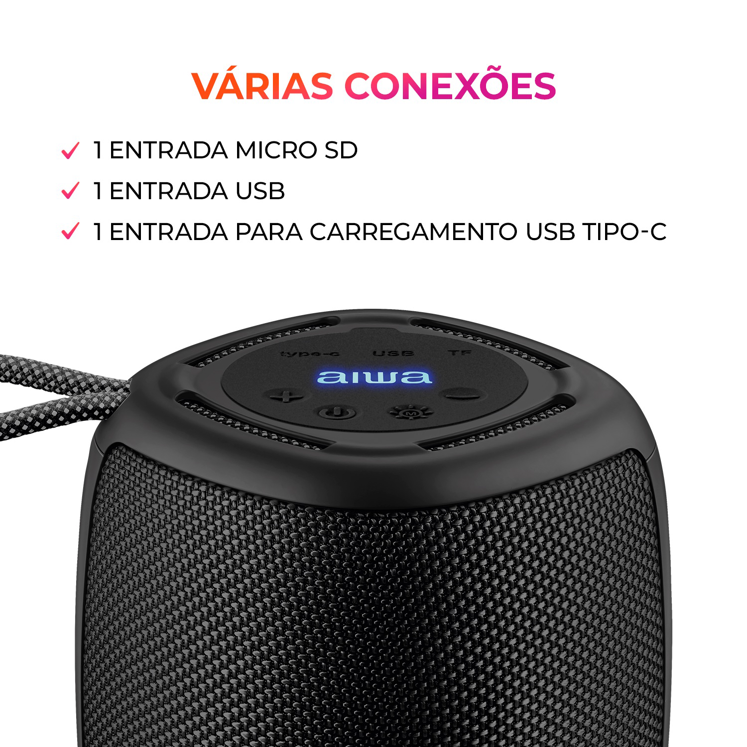 Caixa De Som Speaker Aiwa Aws-sp-03 Bluetooth Rgb Ipx4 15w