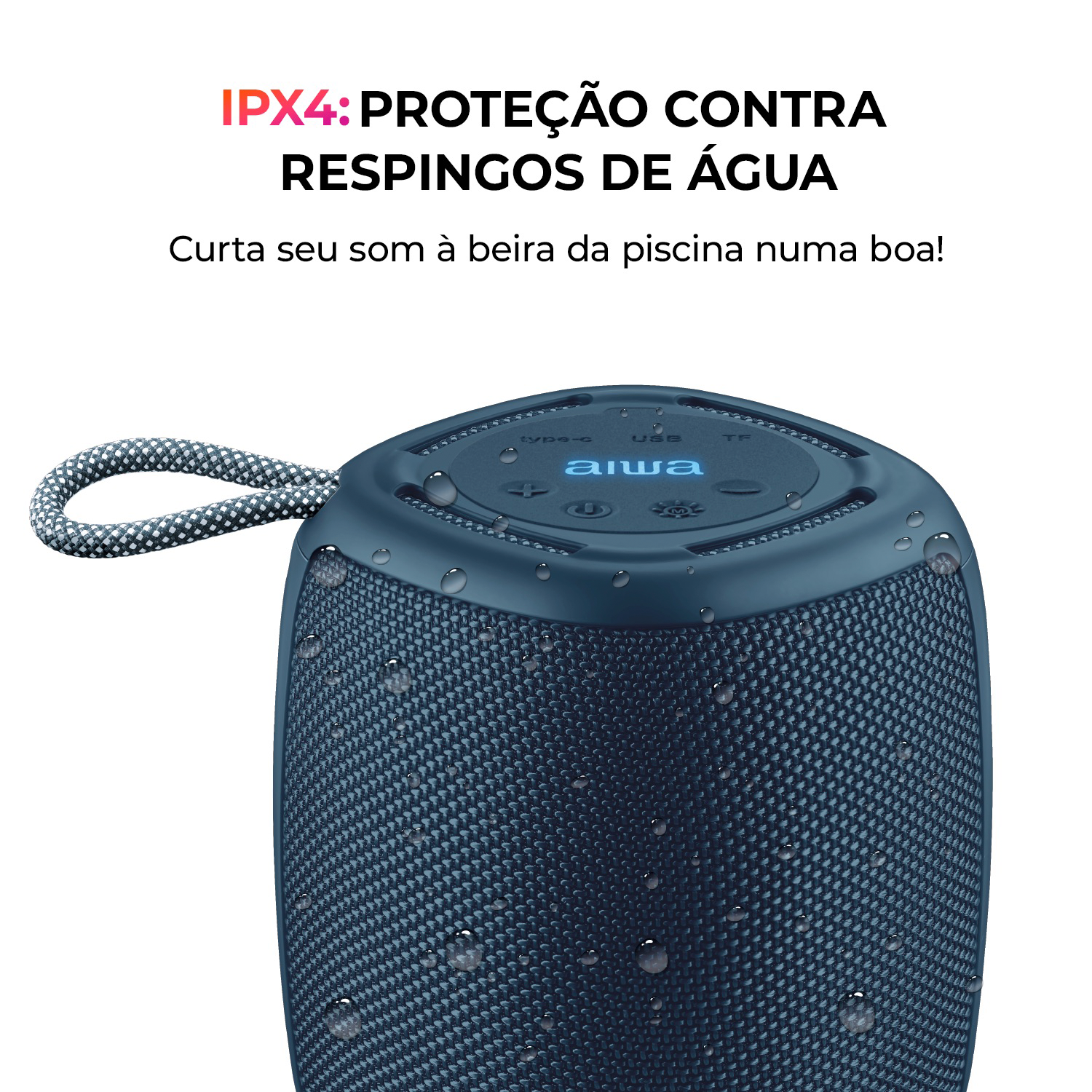 Caixa De Som Speaker Aiwa Aws-sp-03-b Bluetooth Rgb Ipx4 15w