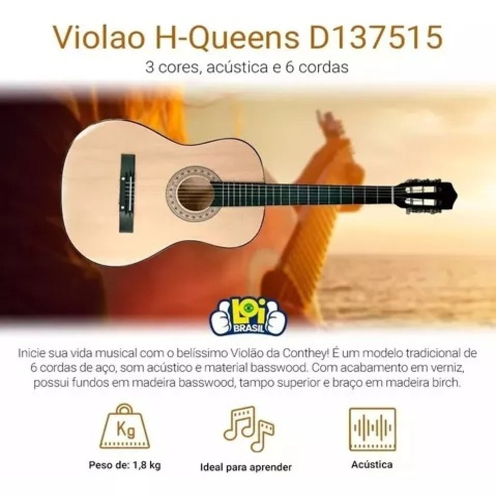 Violão Musical Para Iniciantes Acústico Queen's