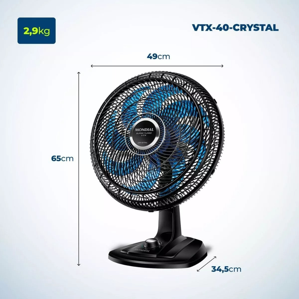 Ventilador De Mesa Super Turbo Mondial Vtx-40-crystal 8 Pás