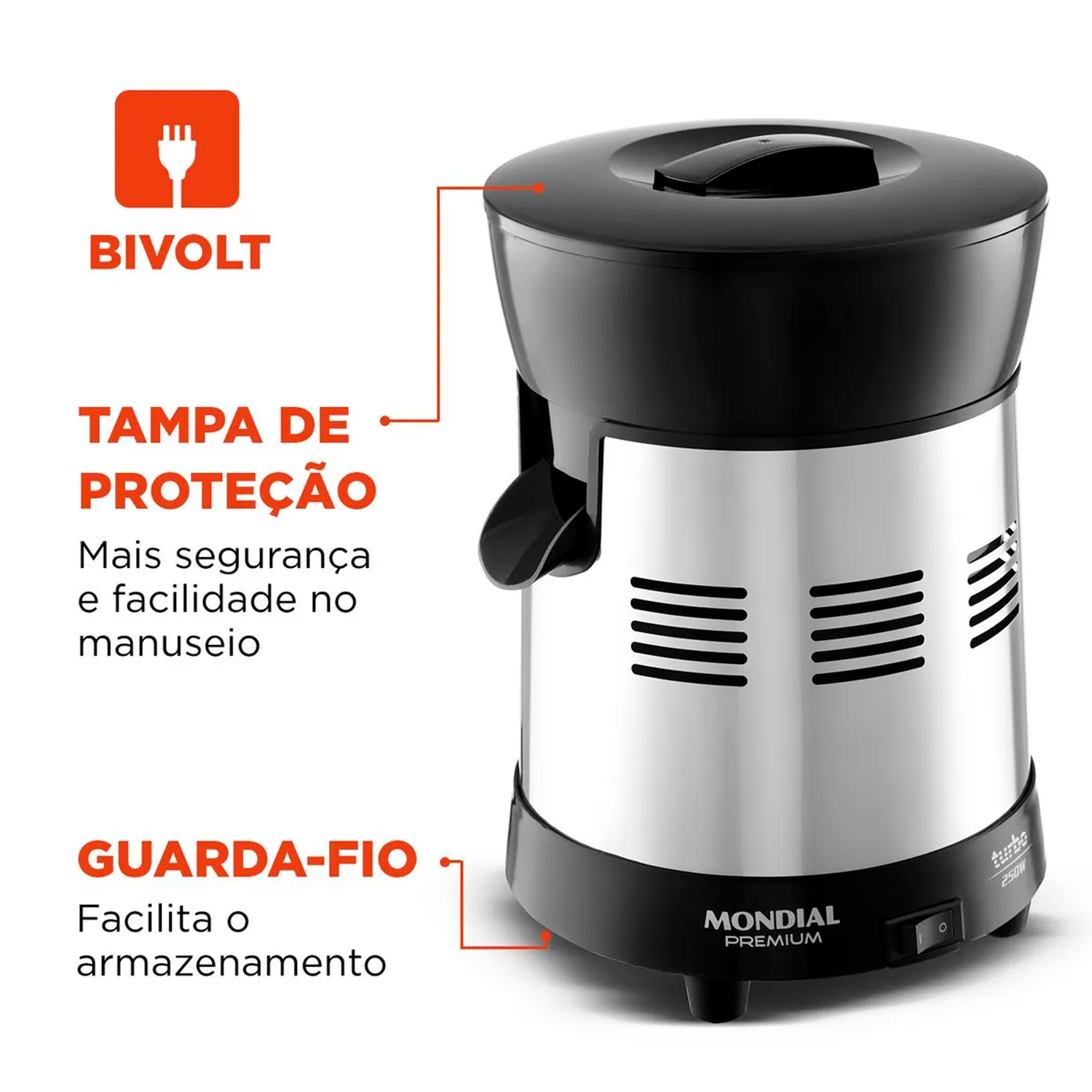 Extrator De Frutas Mondial Premium Turbo Preto Bivolt E-10