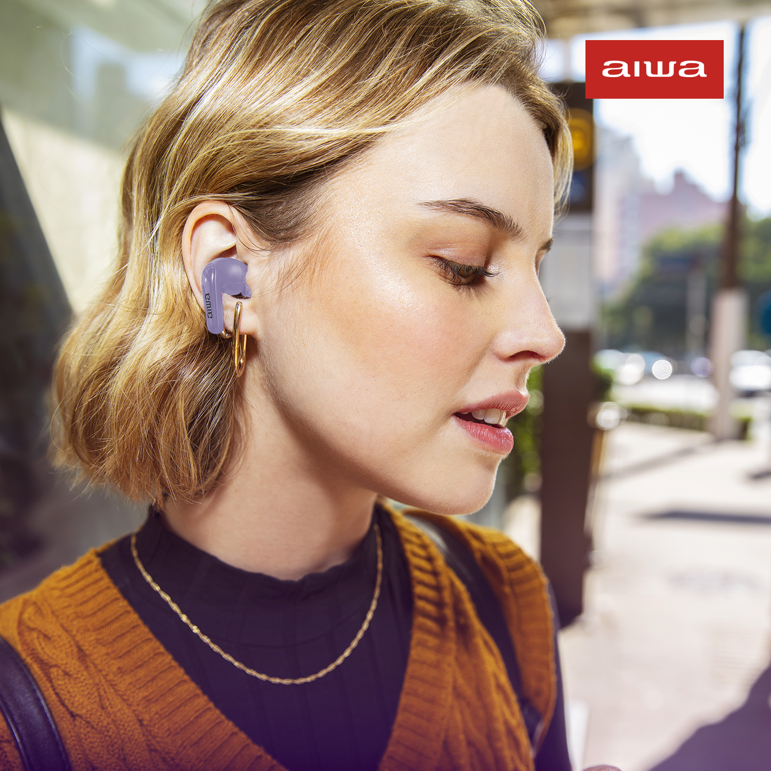 Fone De Ouvido Eardbud Aiwa Aws-eb-04-p Bluetooth Ipx4 Anc