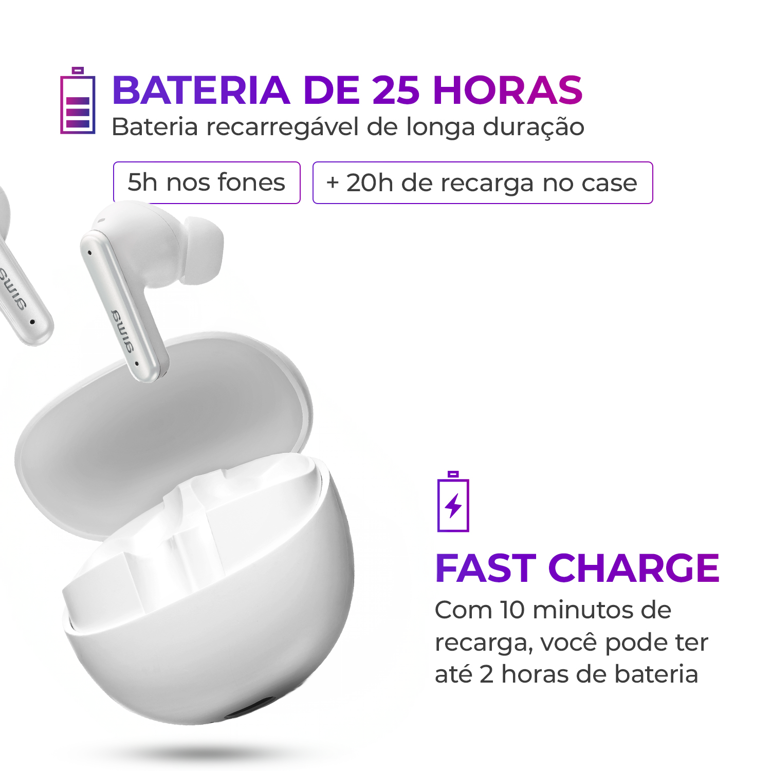 Fone de Ouvido Eardbud AIWA AWS-EB-04-B Bluetooth IPX4 ANC