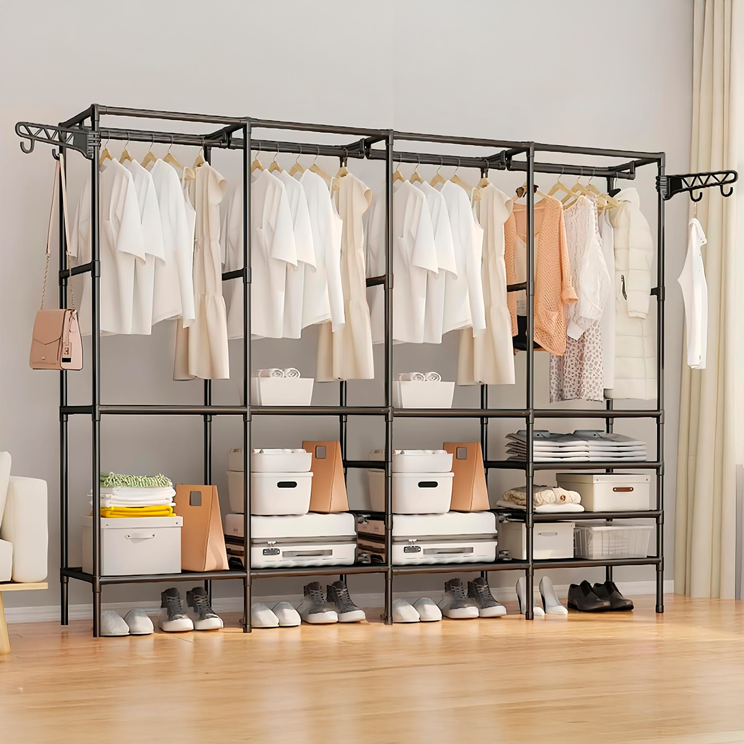Guarda Roupa Aberto Decoteam DME-042 com Cabideiro e Ganchos