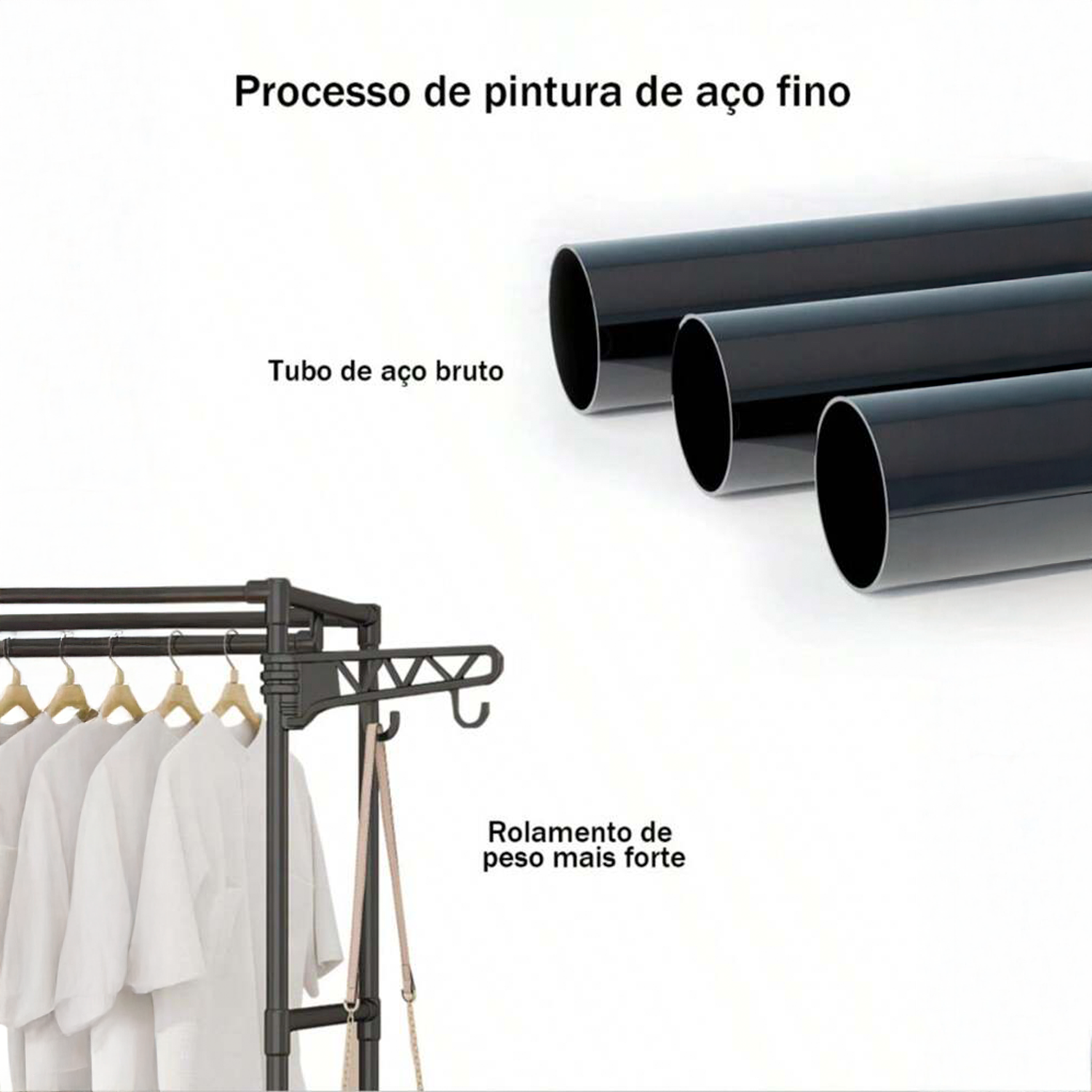 Guarda Roupa Aberto Decoteam DME-042 com Cabideiro e Ganchos