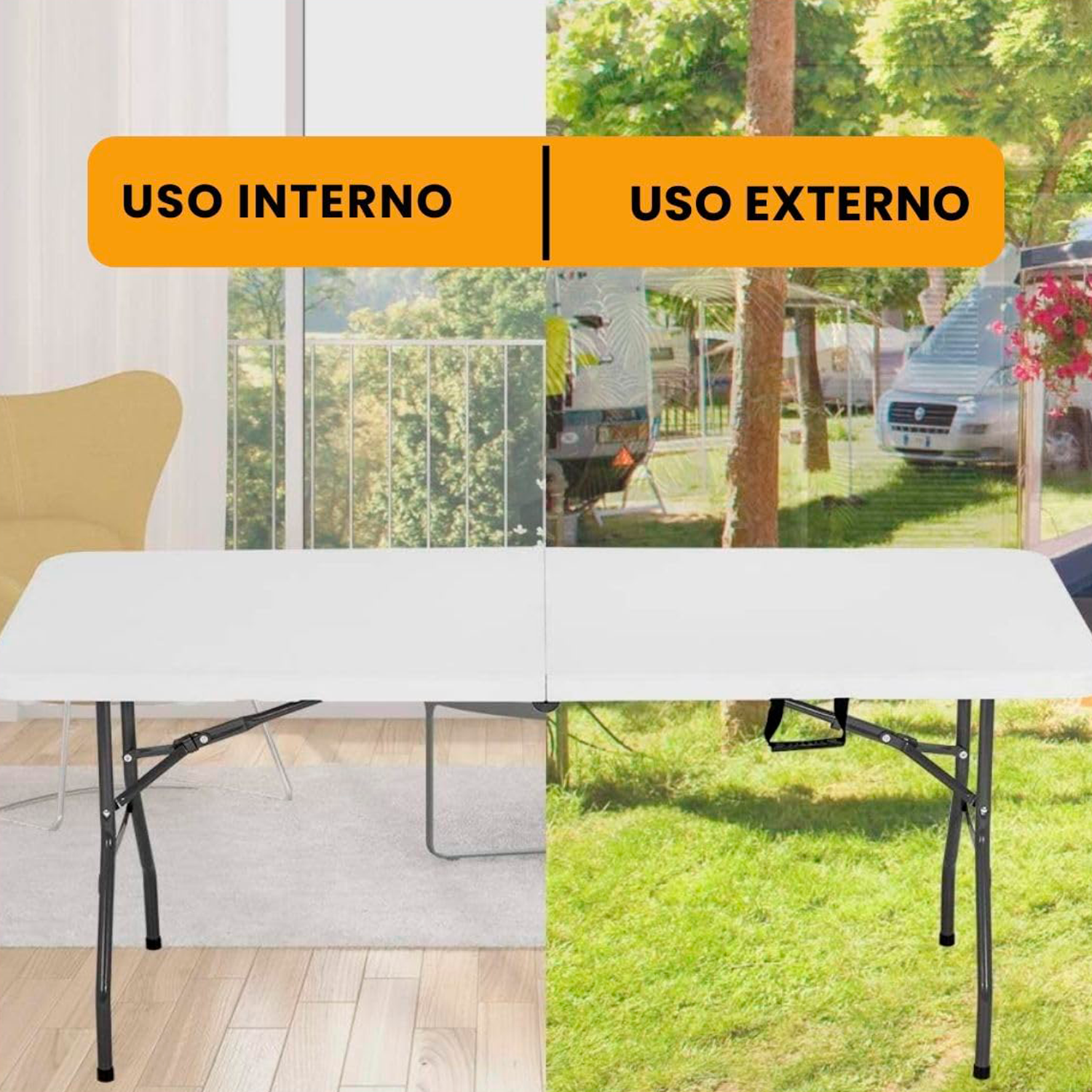 Mesa Retangular Dobrável Multiuso Portátil de Camping 180cm