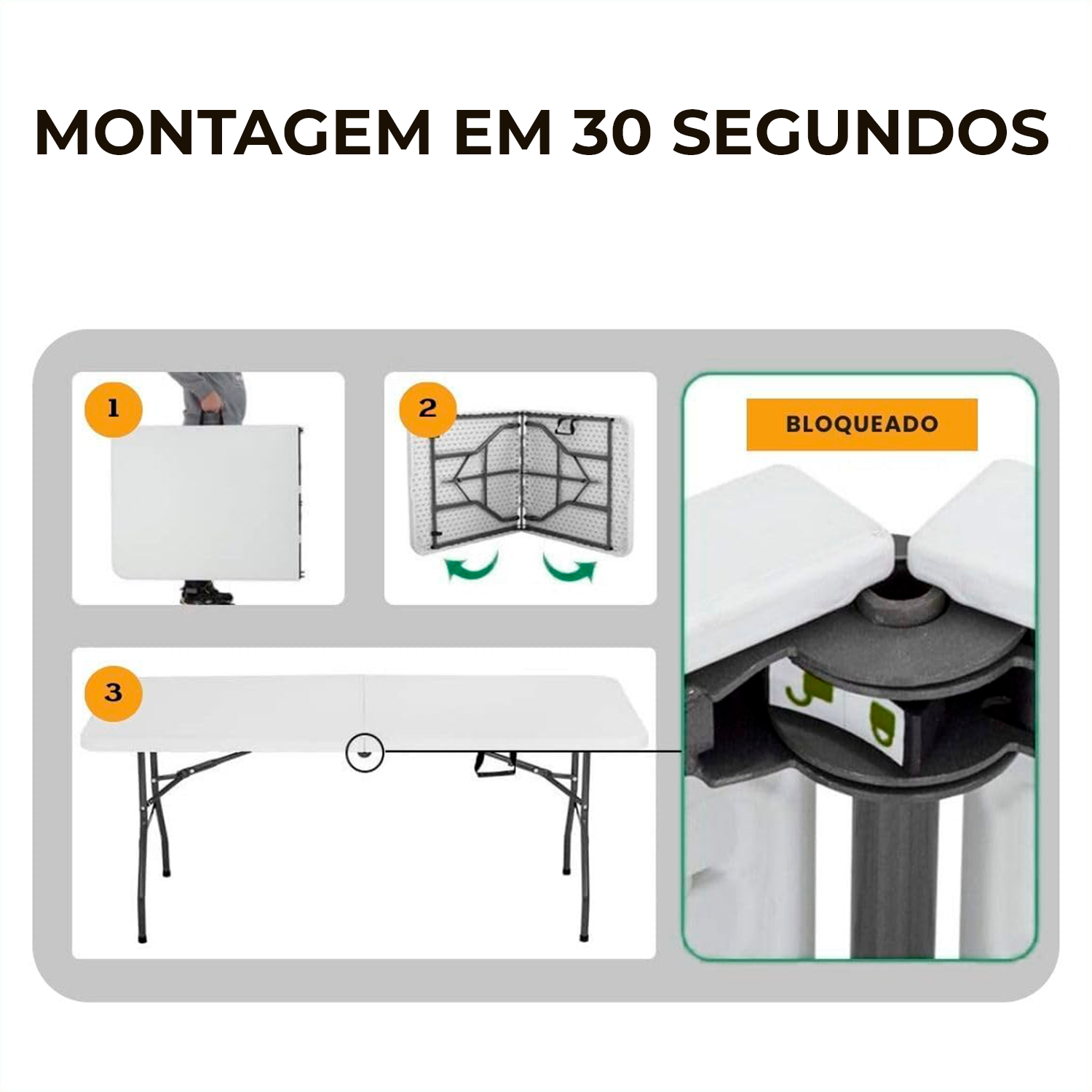 Mesa Retangular Dobrável Multiuso Portátil de Camping 180cm