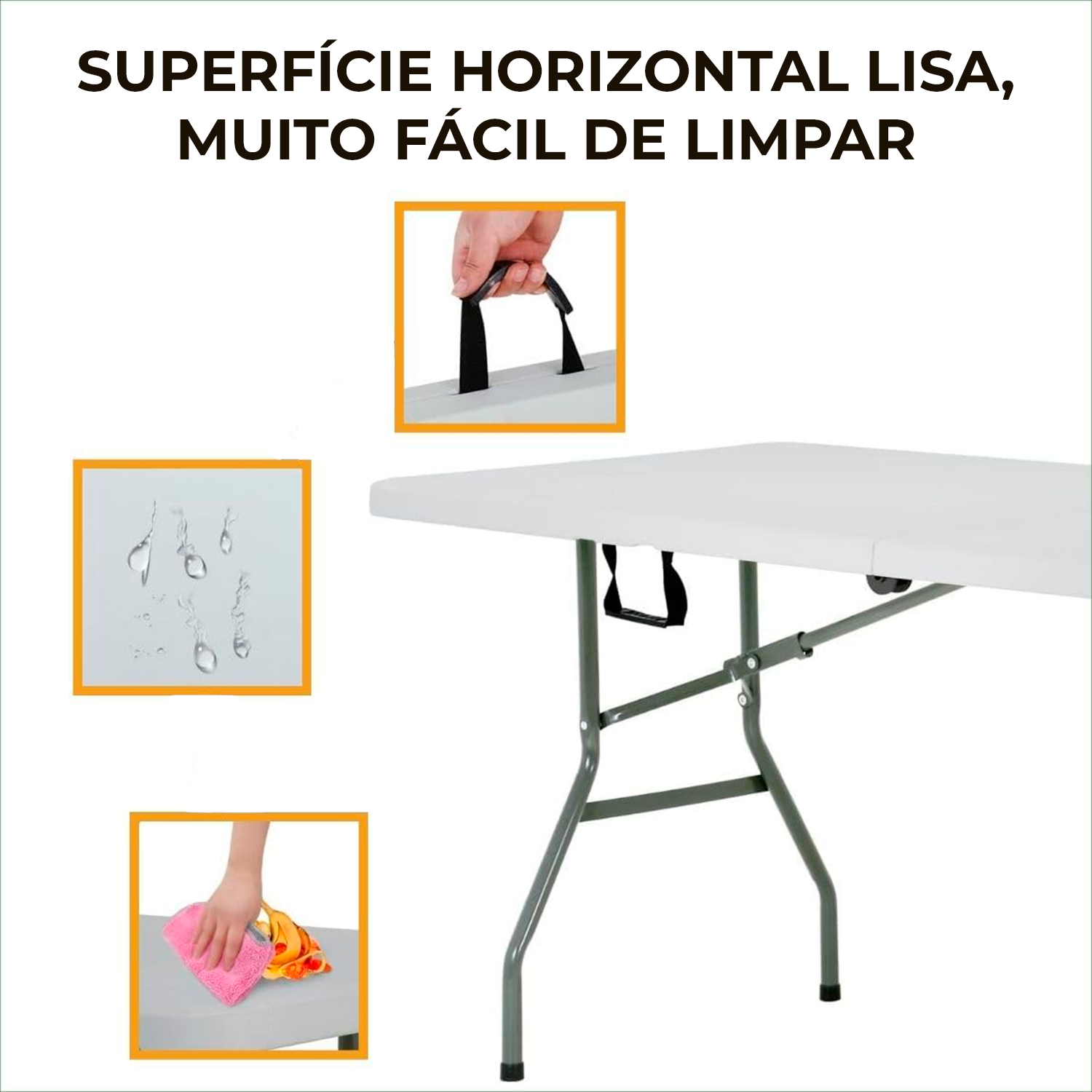 Mesa Retangular Dobrável Multiuso Portátil de Camping 180cm