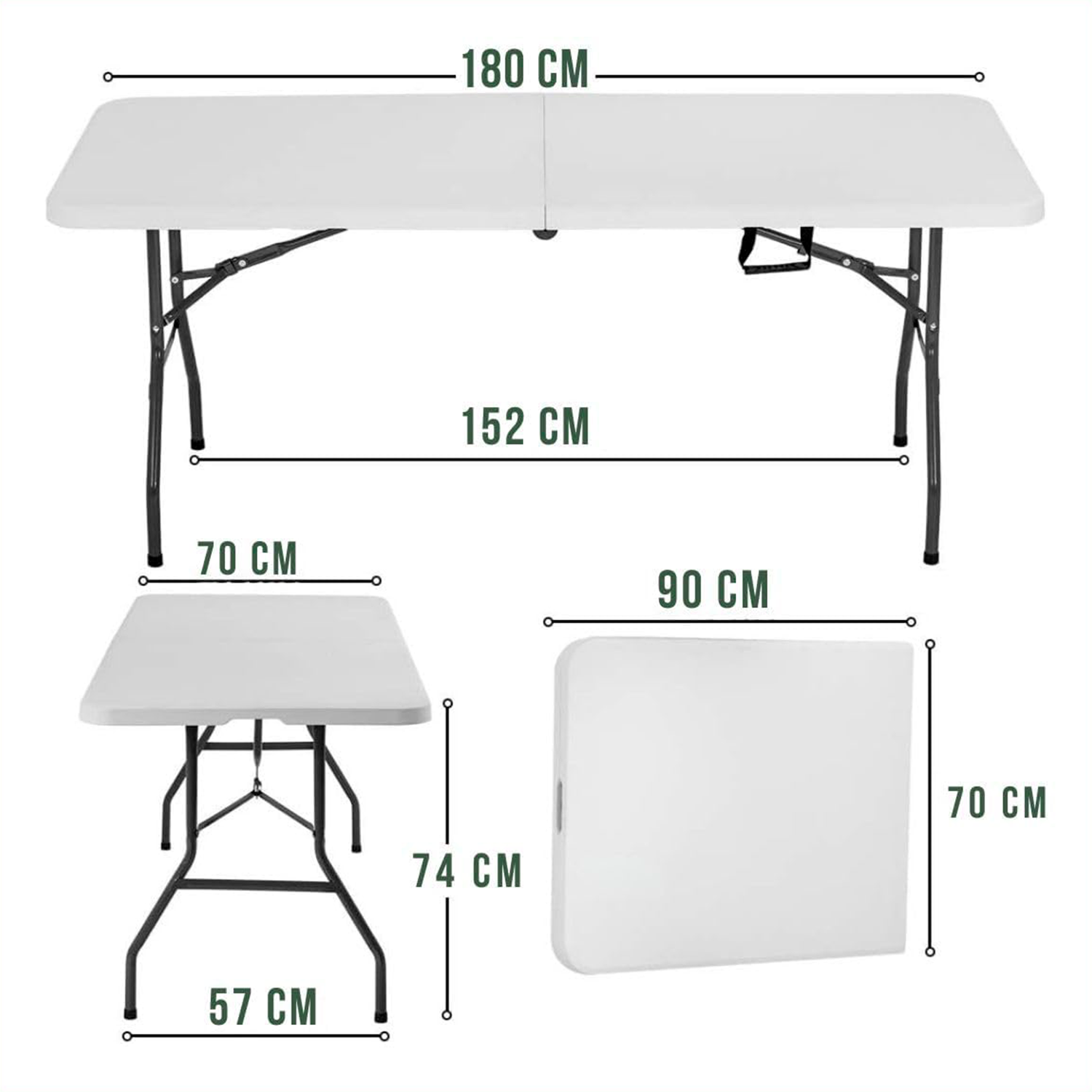 Mesa Retangular Dobrável Multiuso Portátil de Camping 180cm