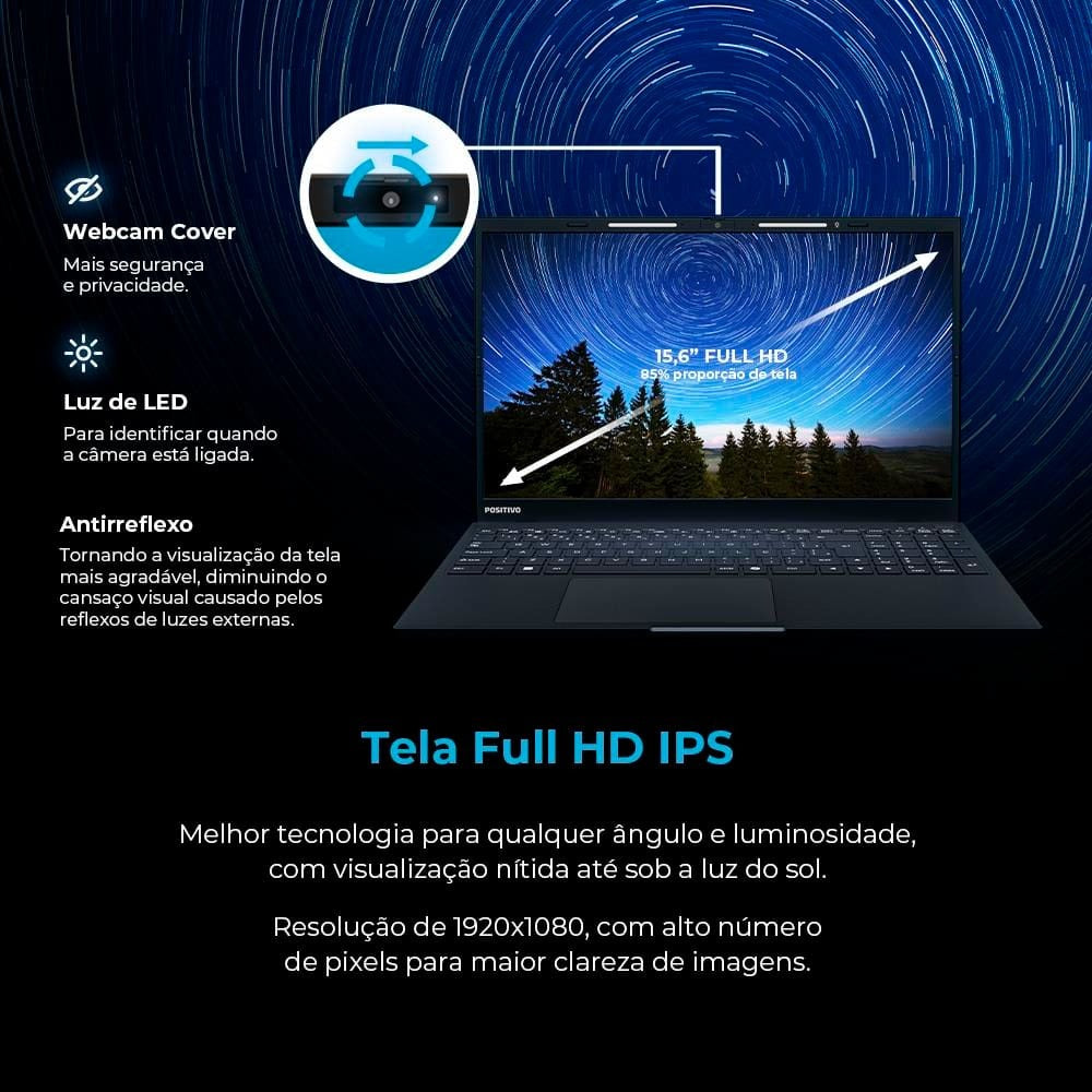 Notebook Positivo Vision I38512C15 Core 3 8GB Ram 512GB 15,6