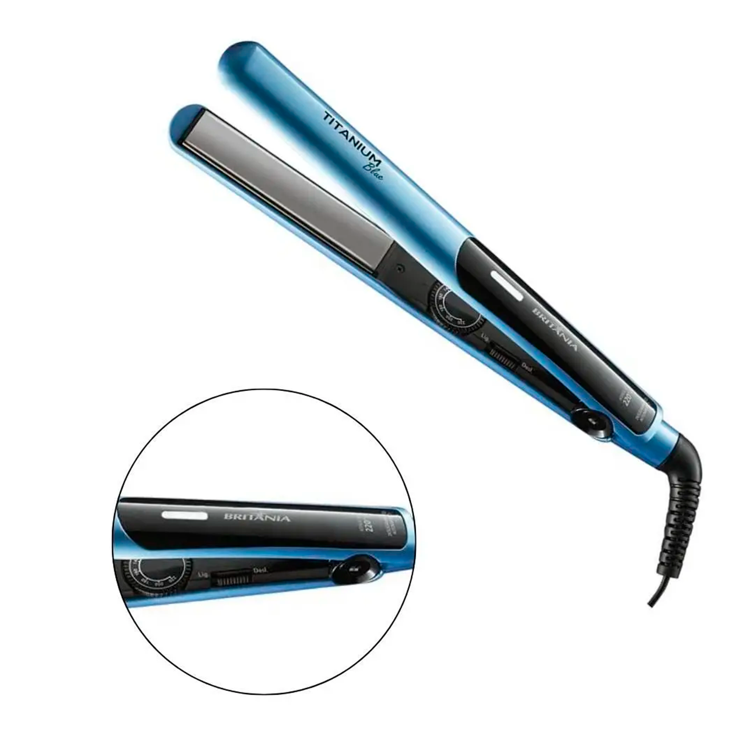 Chapinha Prancha De Cabelo Britania Titanium Bivolt Blue