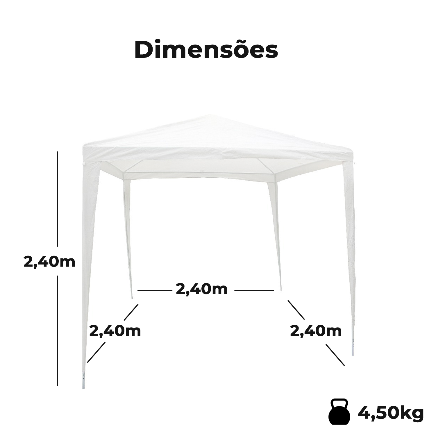 Tenda Gazebo Montável Encaixar Para Praia Jardim 2,4x2,4m