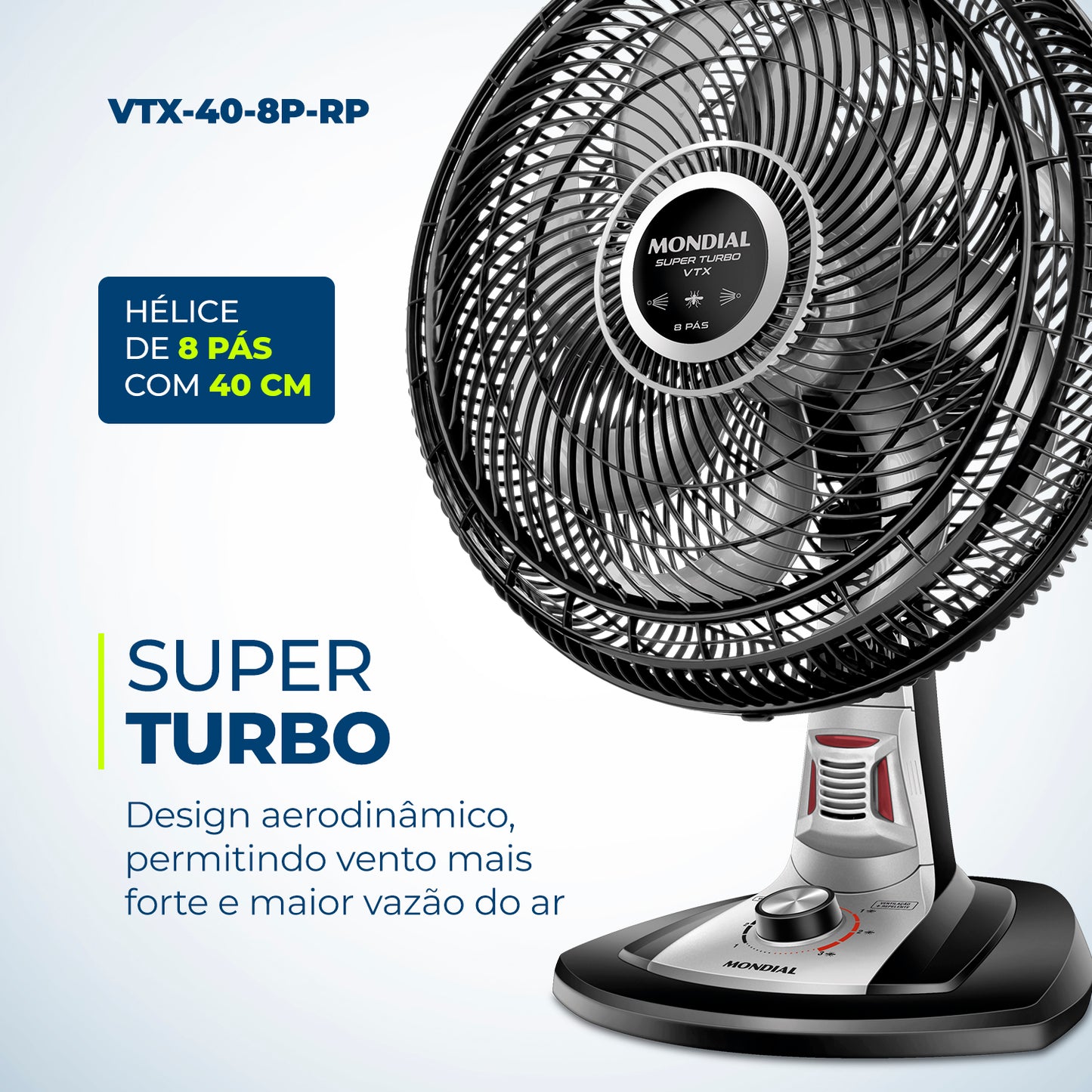 Ventilador De Mesa Mondial Vtx-40-8p-rp Super Turbo 40cm 220v