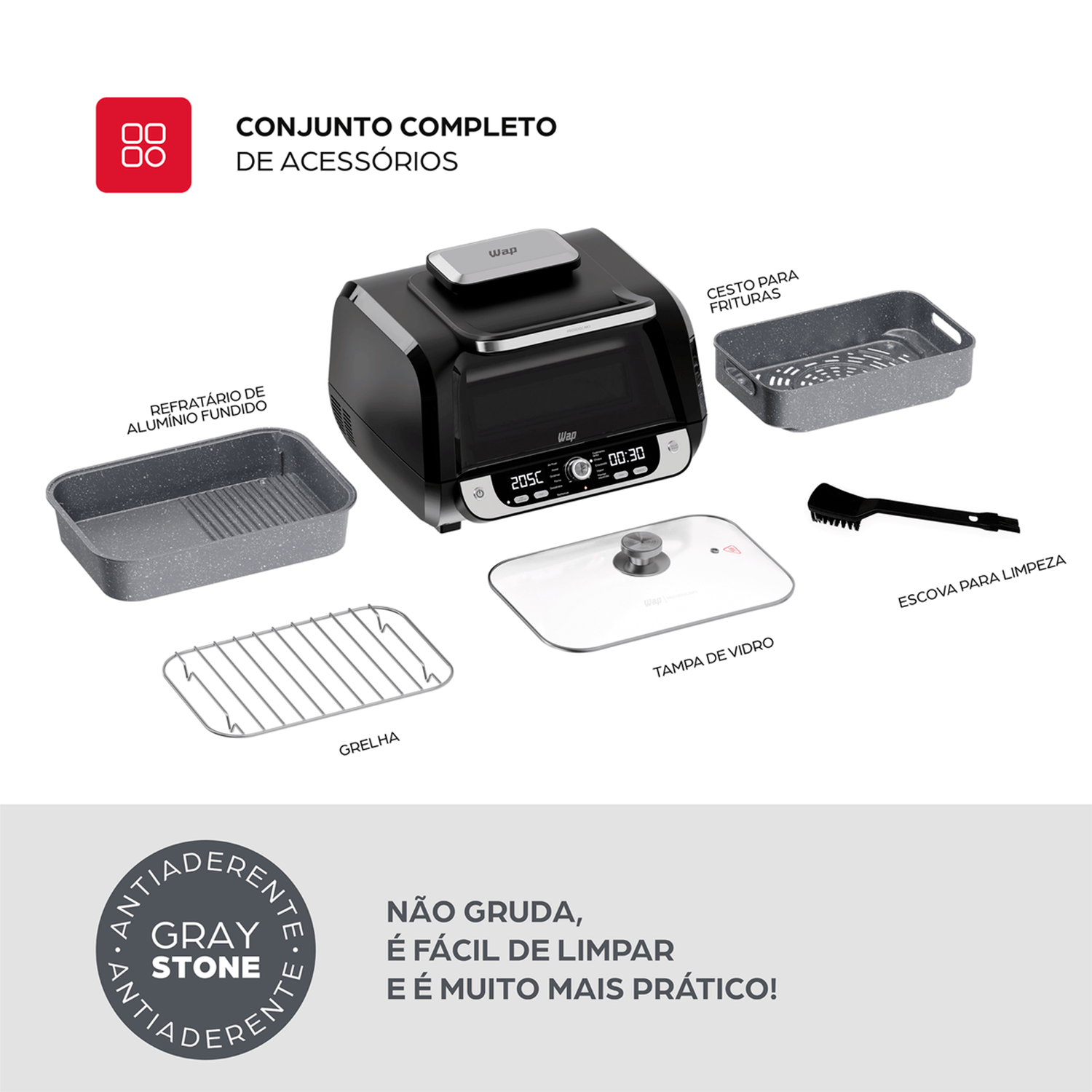 Fritadeira Elétrica Air Fryer Wap Barbecue 10l Digital 1800w