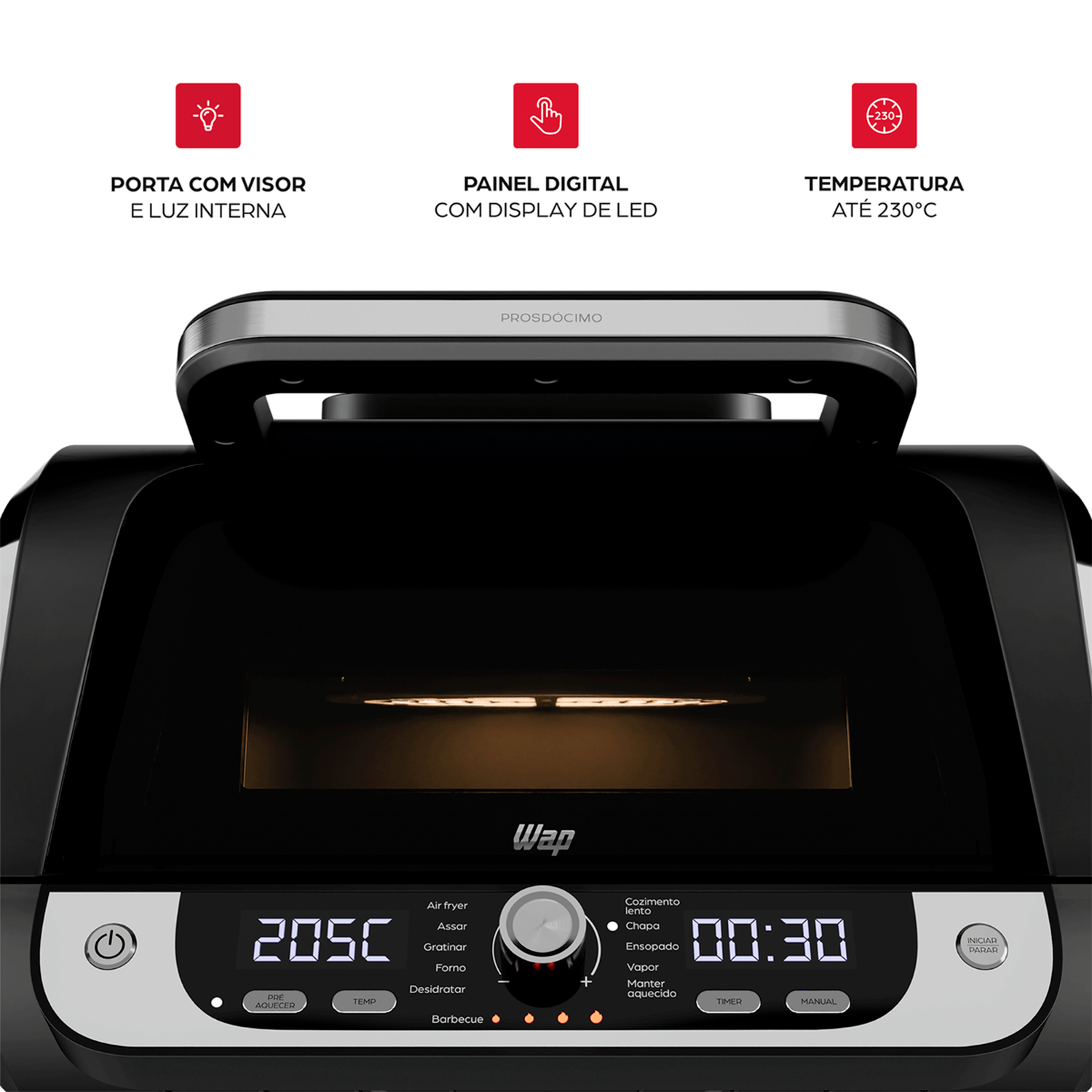 Fritadeira Elétrica Air Fryer Wap Barbecue 10l Digital 1800w