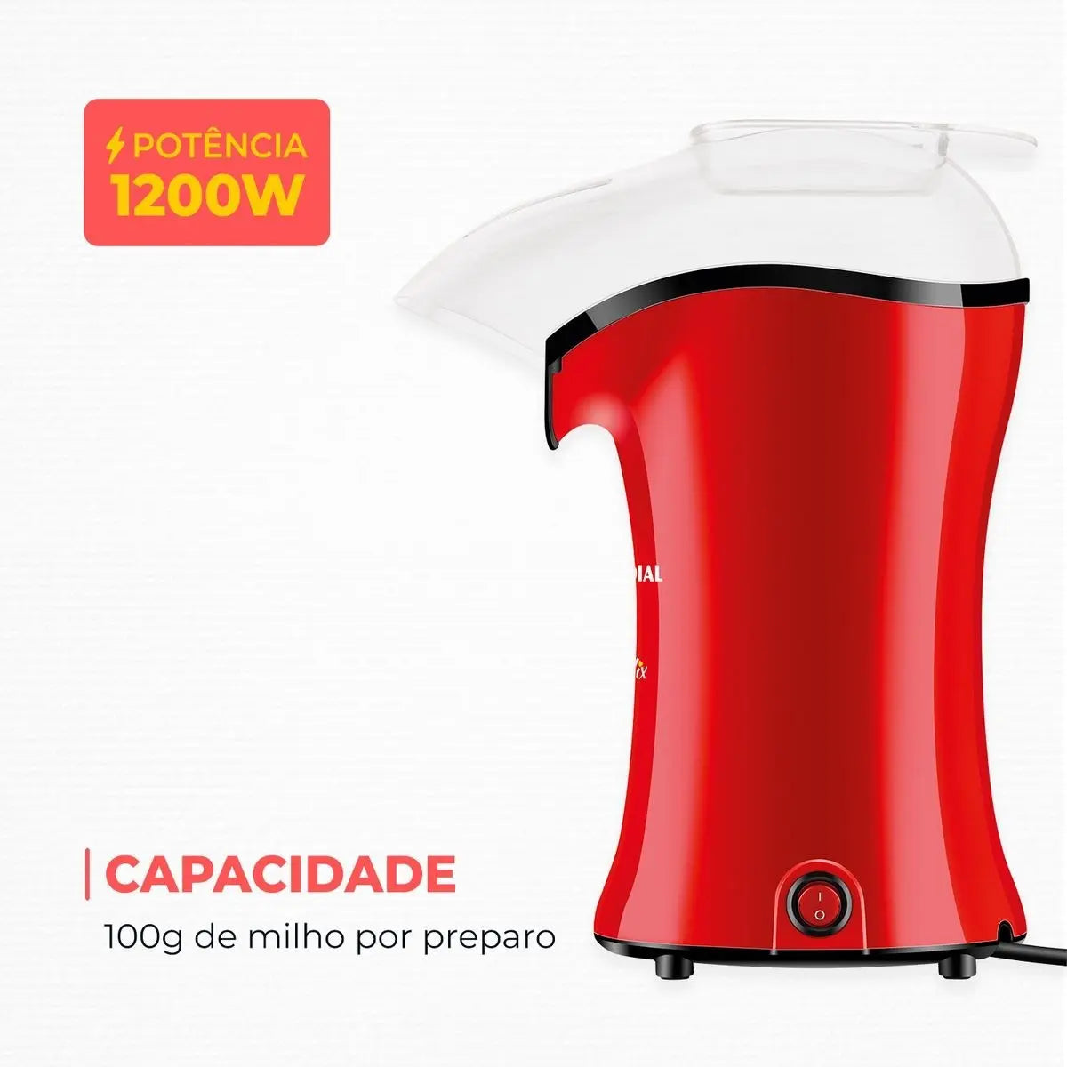 Pipoqueira Elétrica Sem Óleo Mondial 1200w Bocal Direcionado