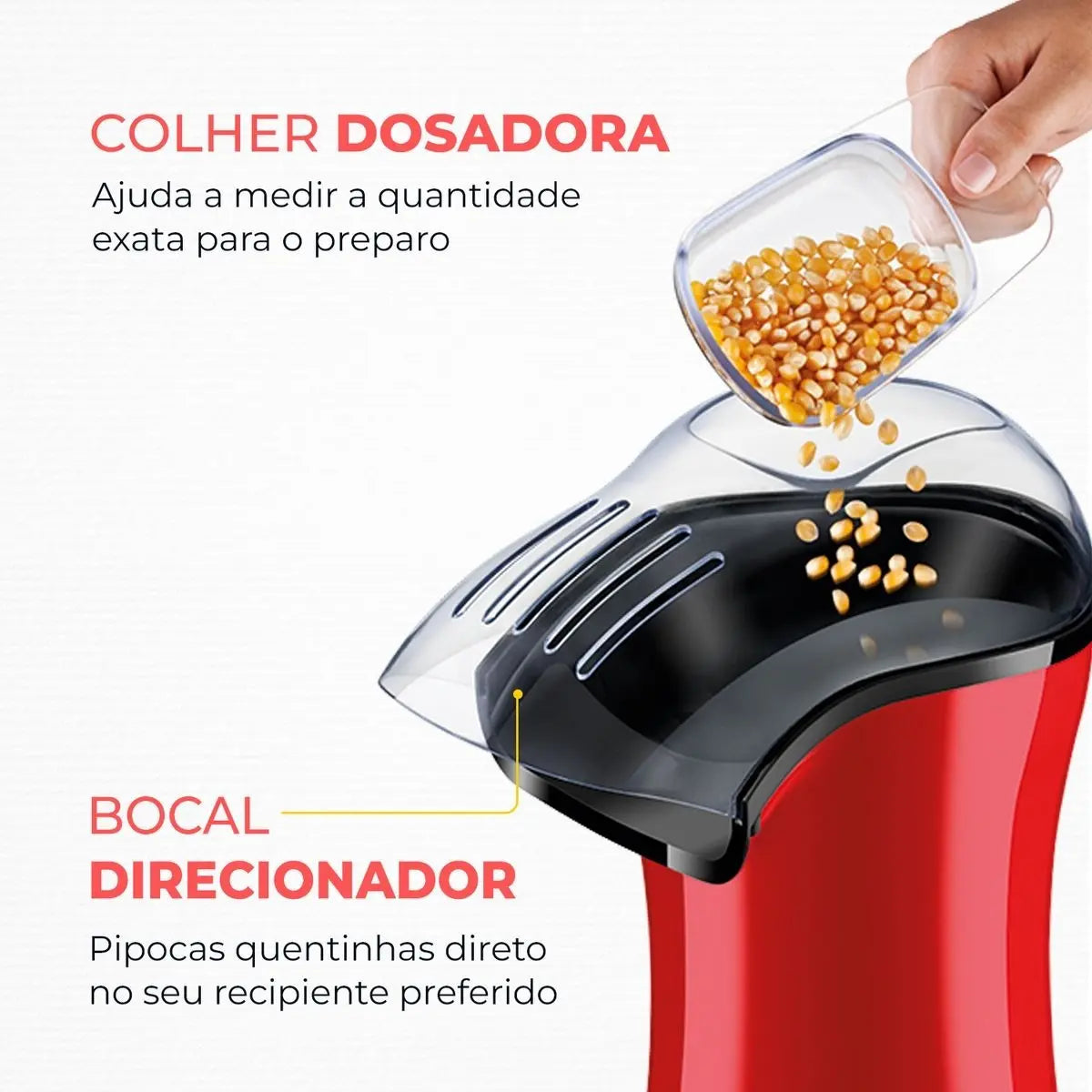 Pipoqueira Elétrica Sem Óleo Mondial 1200w Bocal Direcionado