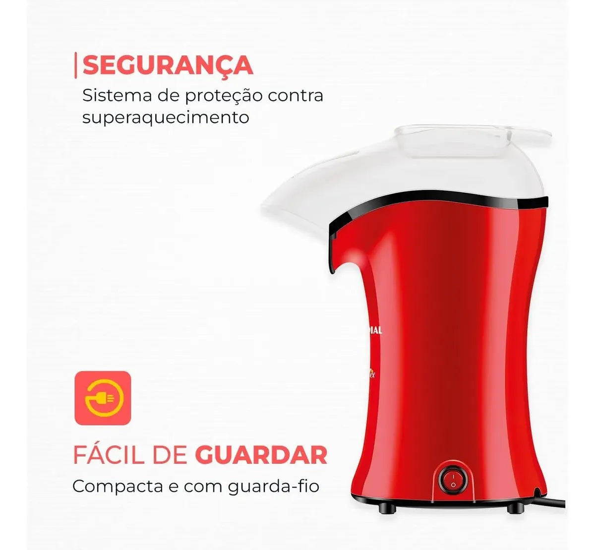 Pipoqueira Elétrica Sem Óleo Mondial 1200w Bocal Direcionado