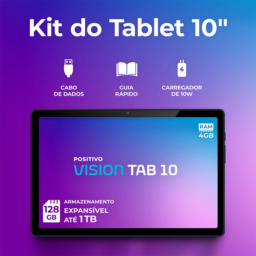 Tablet Positivo Vision Tab 10 T3010 4GB RAM 128GB Tela 10.1”