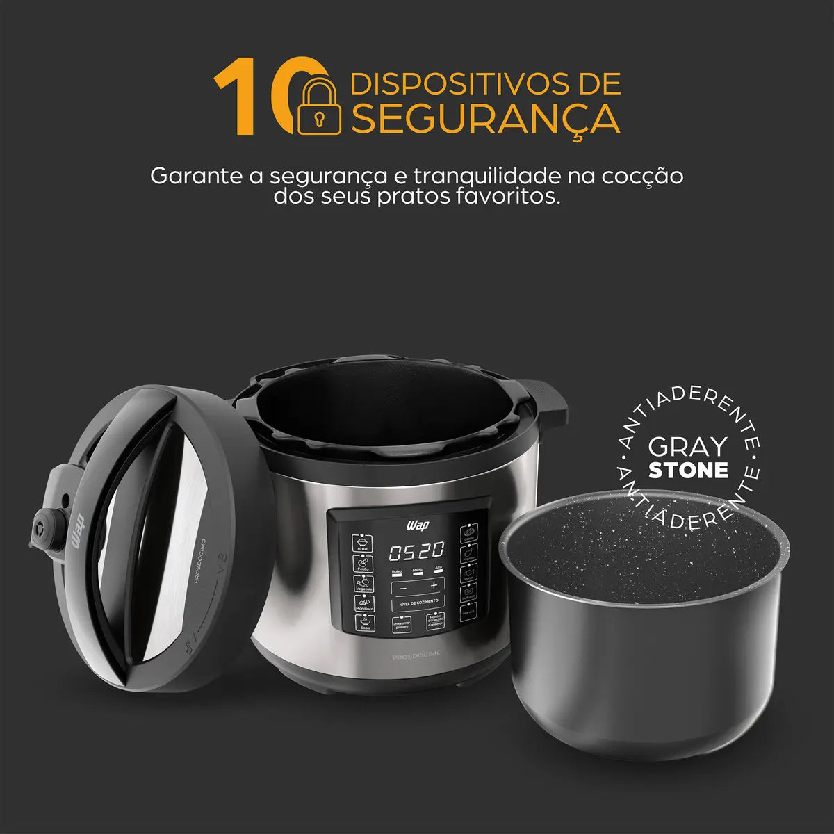 Panela Pressão Eletrica Wap WPPE1 6L Digital 10 Funções 1000W