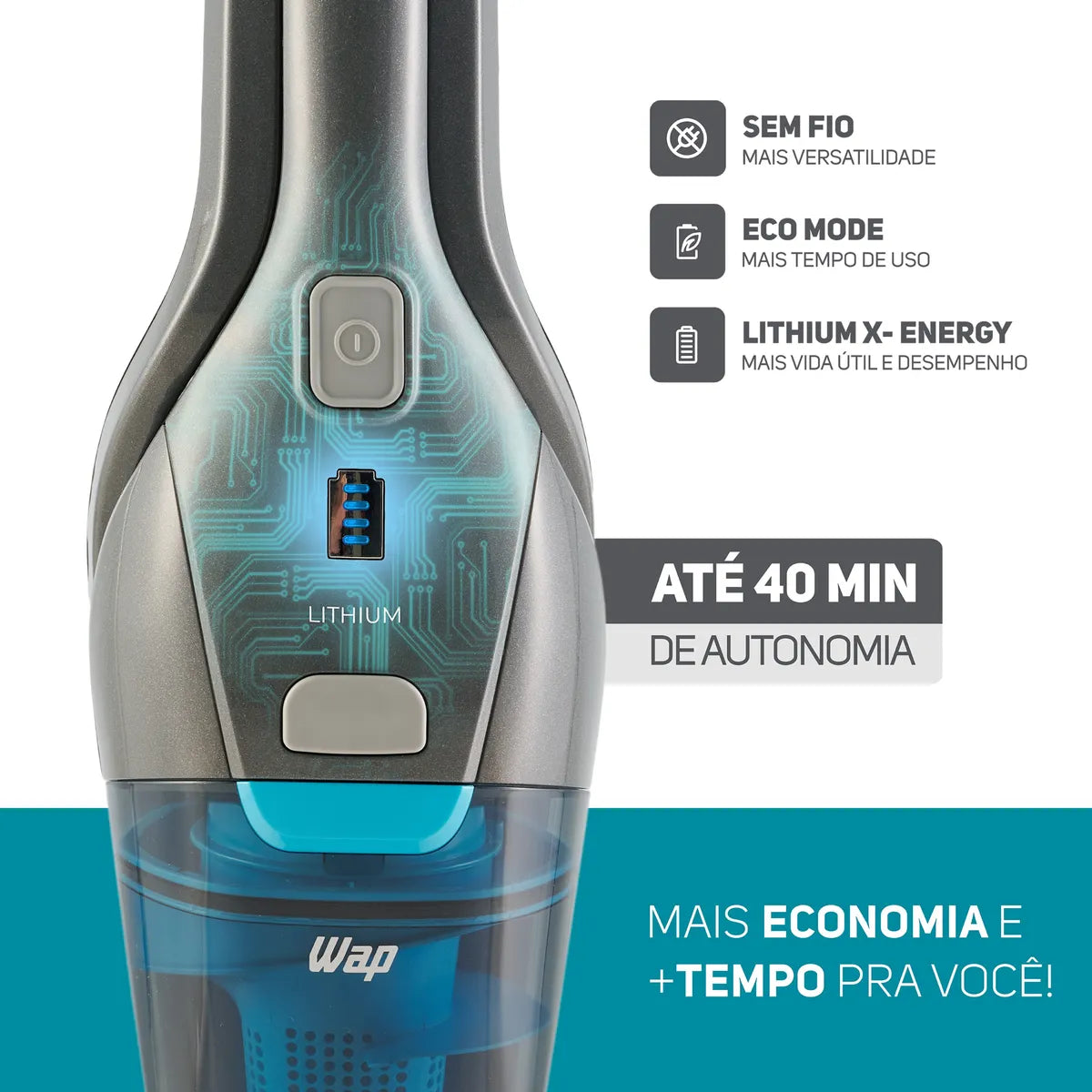 Aspirador De Pó Vertical Wap Fw009445 Sem Fio 2 Em 1 85w