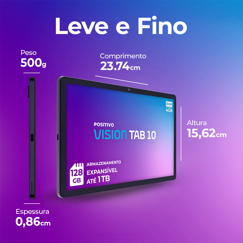 Tablet Positivo Vision Tab 10 T3010 4GB RAM 128GB Tela 10.1”