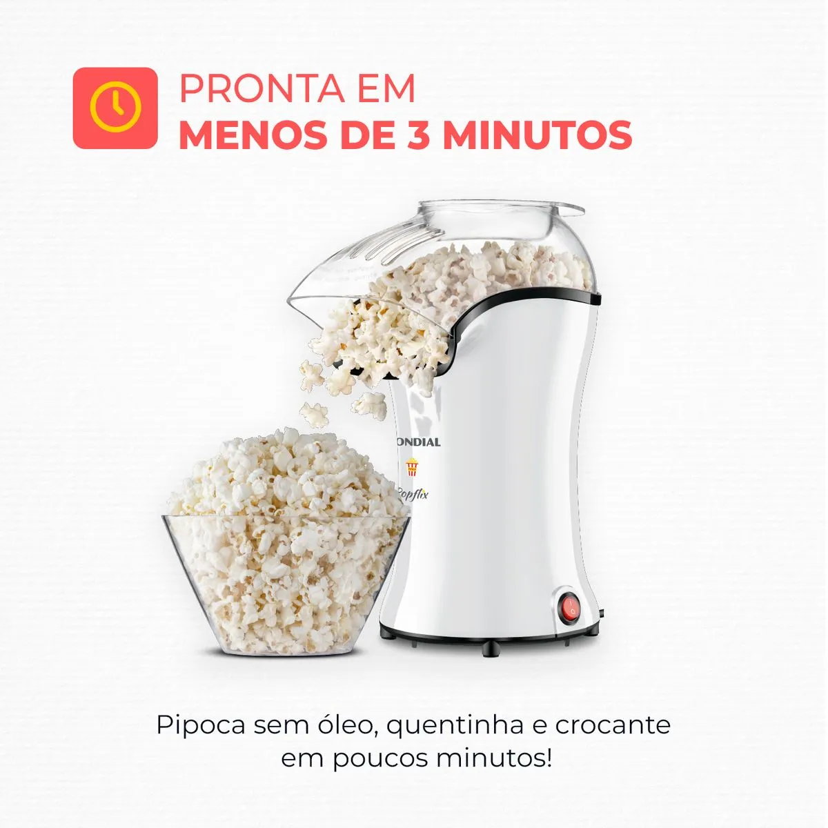 Pipoqueira Elétrica Mondial Sem Óleo Ar Grande PP-04 1200W