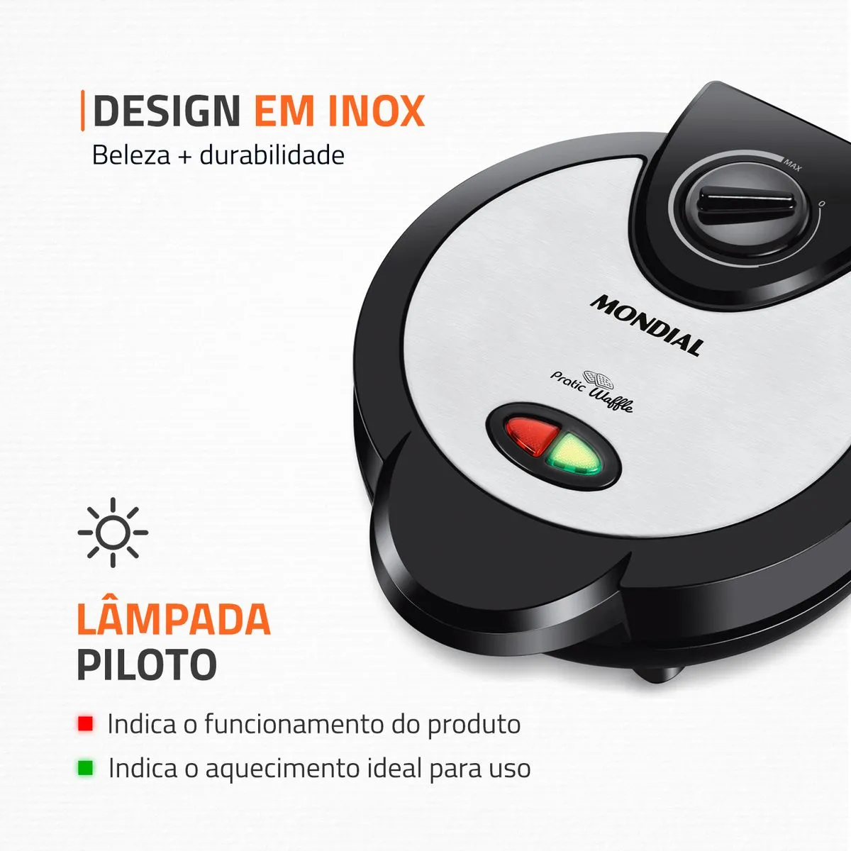 Máquina De Waffle Mondial Antiaderente Pratic GW-01 1200W
