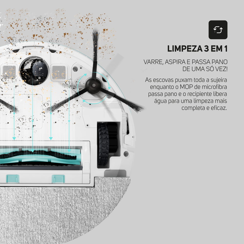 Robô Aspirador Pó Wap Robot W3000 Inteligente Bivolt 48W