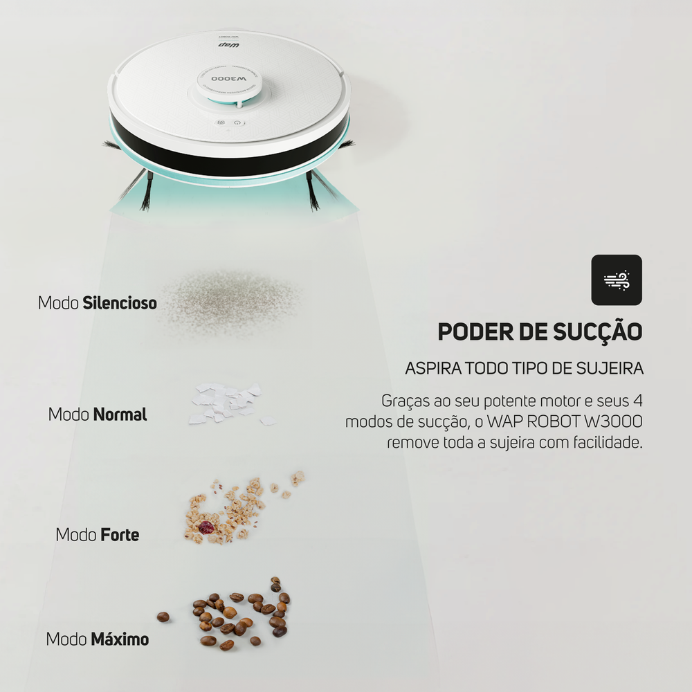Robô Aspirador Pó Wap Robot W3000 Inteligente Bivolt 48W