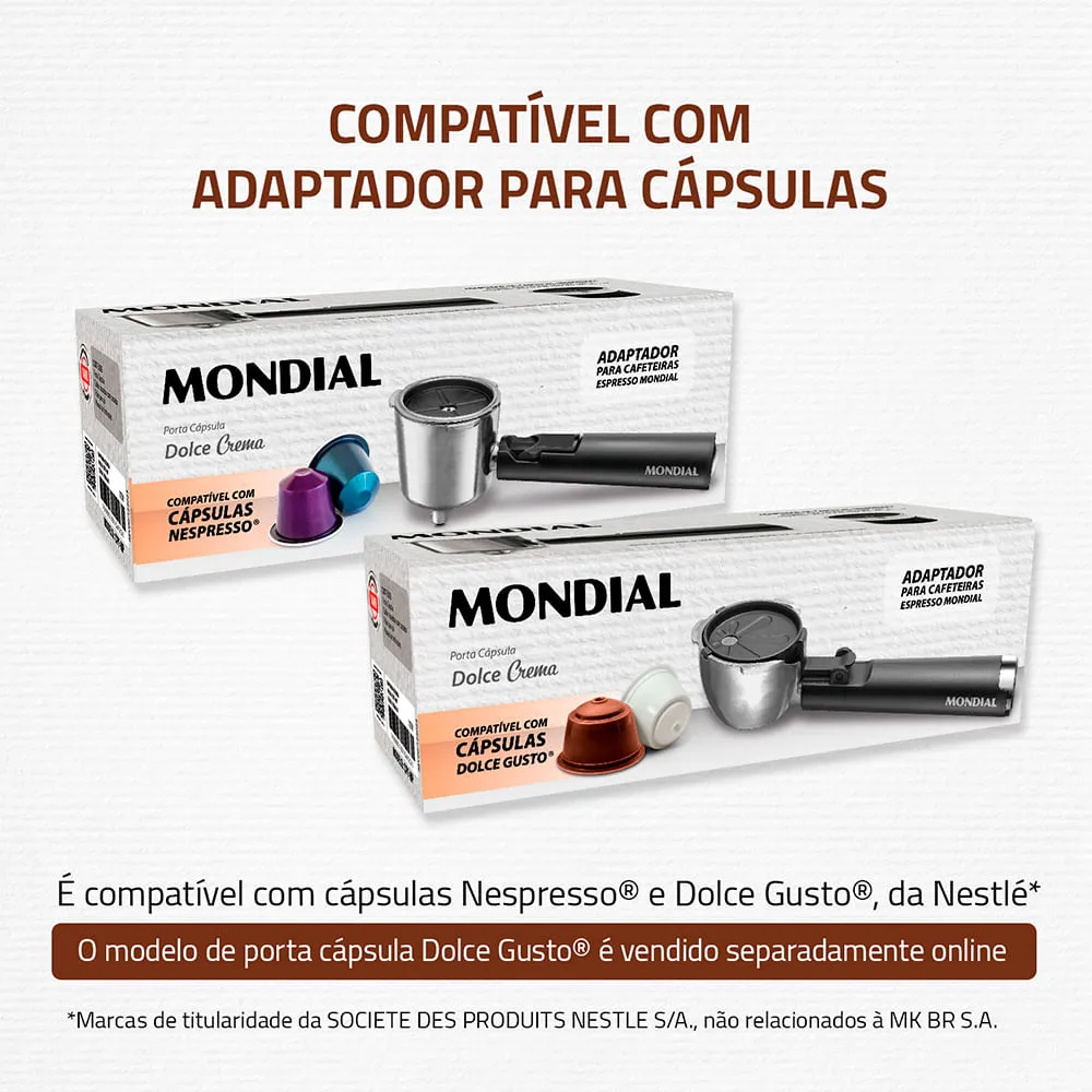Cafeteira Espresso Mondial Dolce Crema 20 Bar Inox 1200W