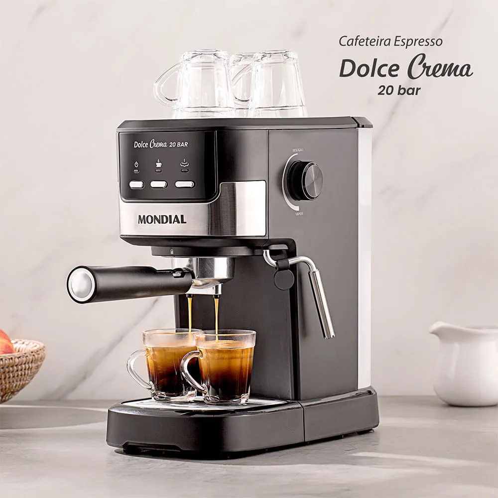 Cafeteira Espresso Mondial Dolce Crema 20 Bar Inox 1200W