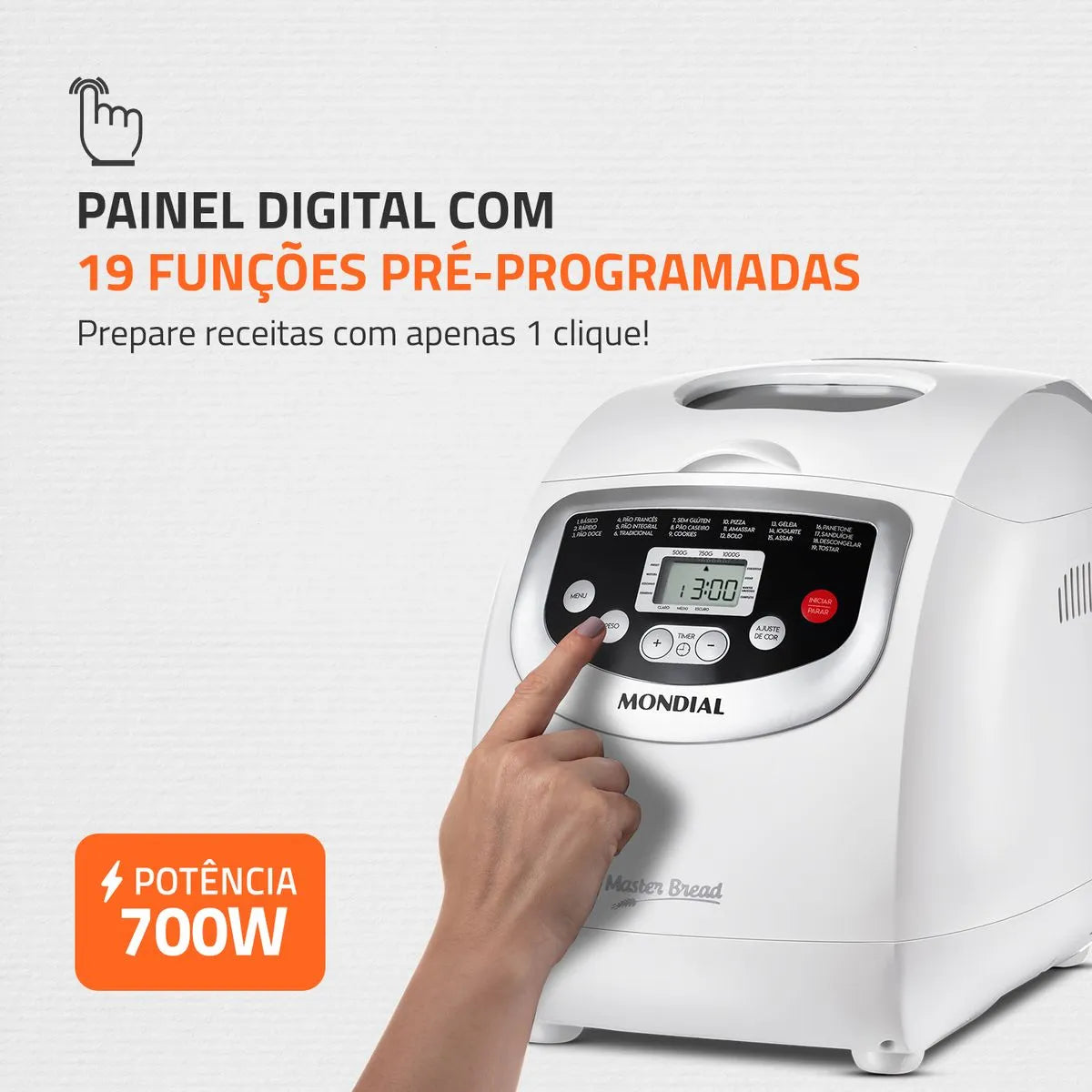 Panificadora Mondial Master Bread 19 Programas Digital 700W