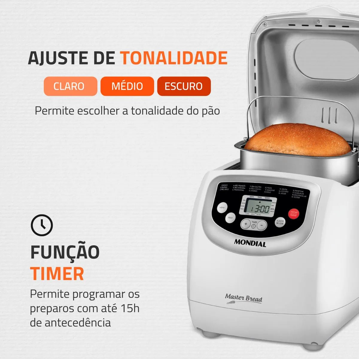 Panificadora Mondial Master Bread 19 Programas Digital 700W