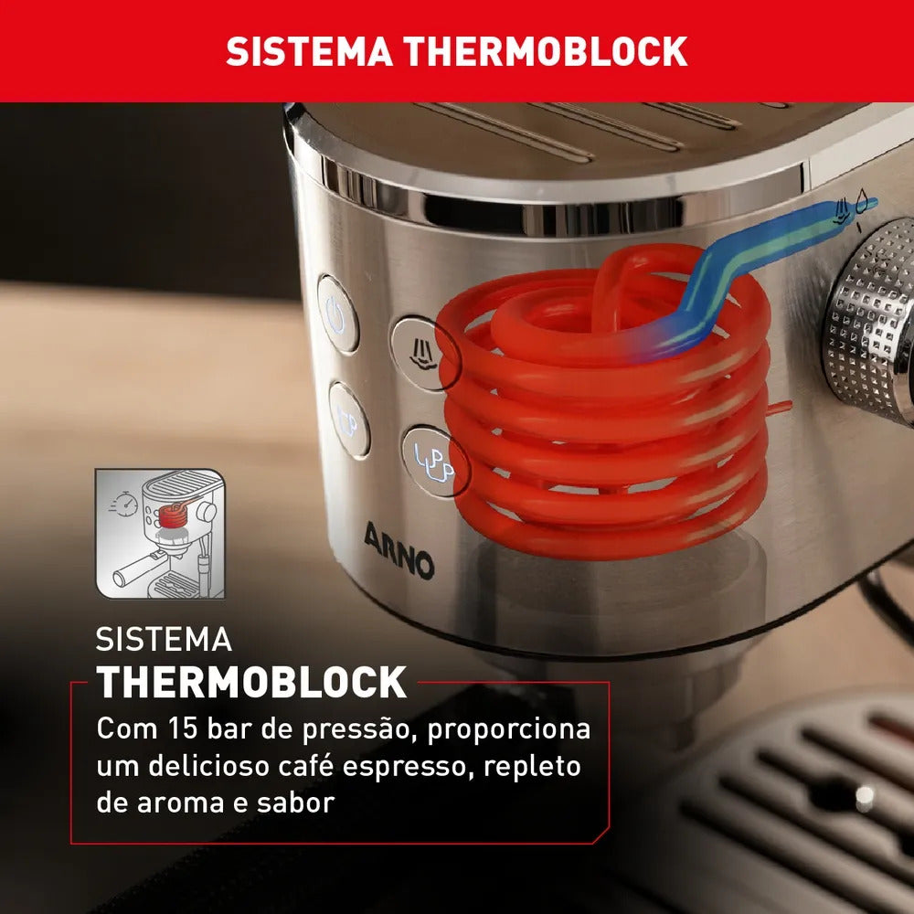 Cafeteira Elétrica Arno Espresso Steam & Pump 1L CESP 1500W