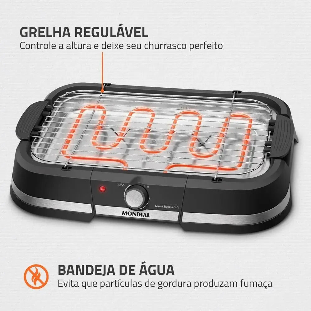 Churrasqueira Elétrica Mondial Grand Steak Grill Ch-08-bi 1800W