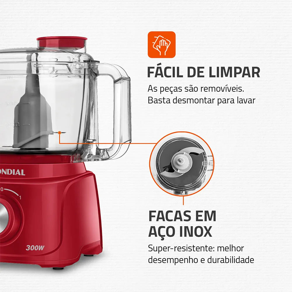 Mini Processador Turbo Pratic Mondial MP-16-R 300W