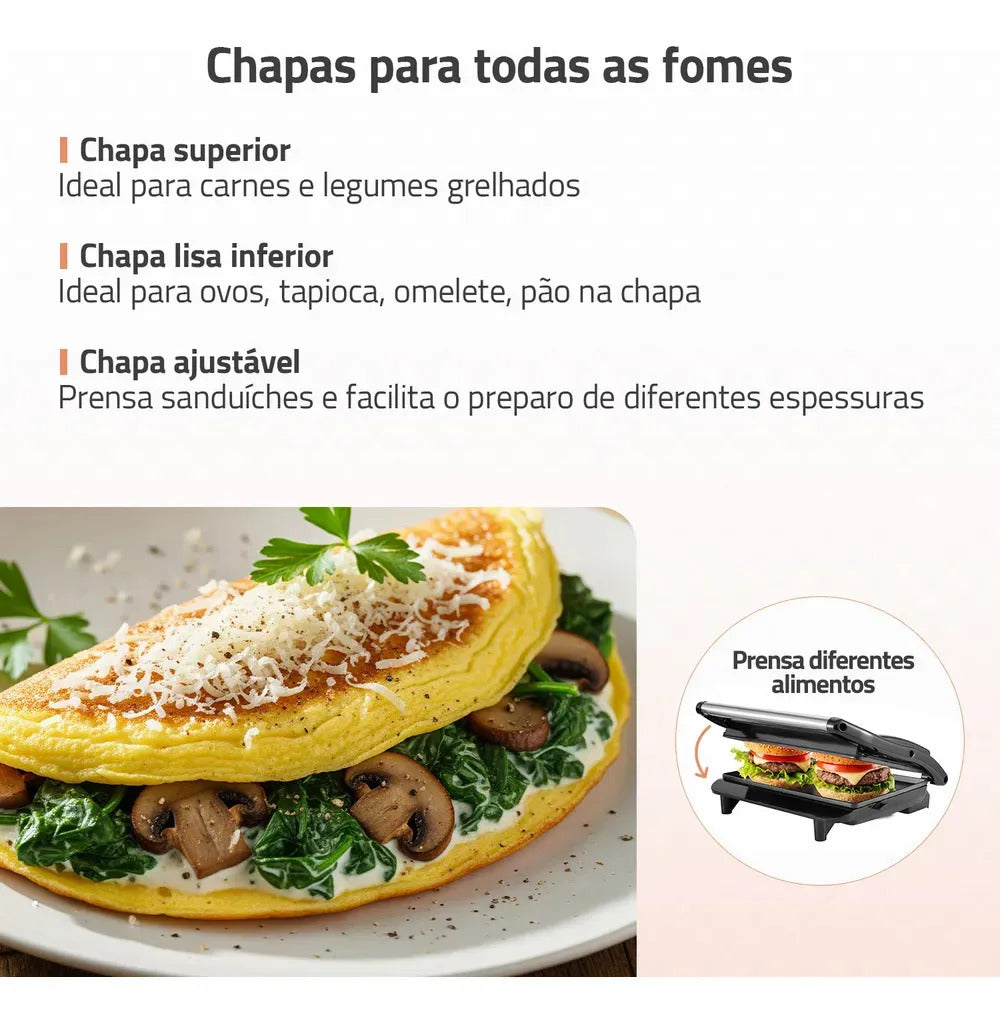 Sanduicheira e Grill Mondial Master Press PG-01-CL 1000W